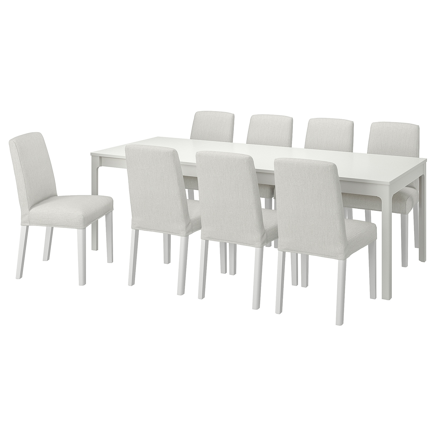 IKEA EKEDALEN / BERGMUND stół i 8 krzeseł, biały biały/Orrsta jasnoszary, 180/240 cm