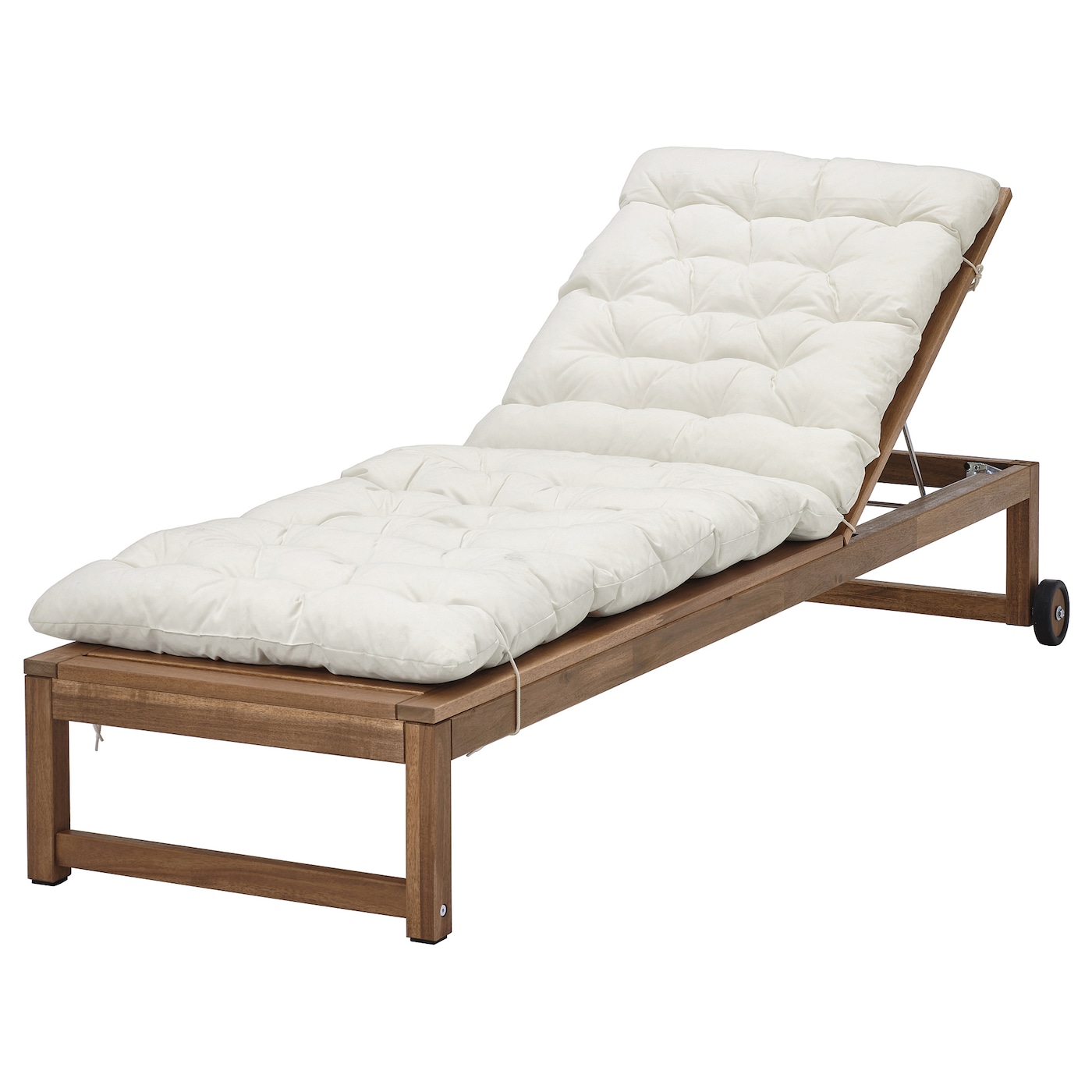 IKEA NÄMMARÖ leżak, zewnętrzne bejca jasnobrązowa/Kuddarna jasny szarobeżowy, Długość całości: 193 cm