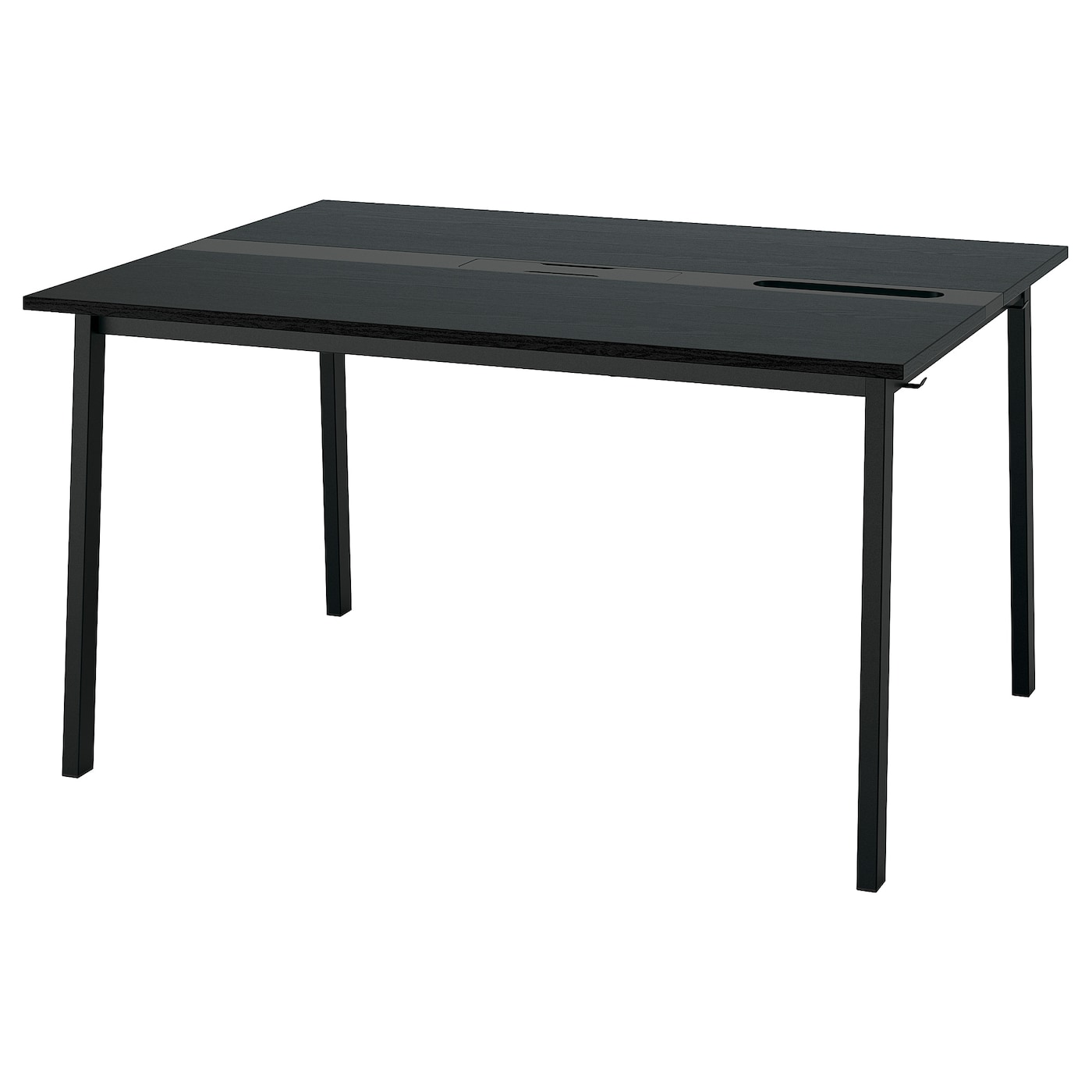 IKEA MITTZON stół konferencyjny, okl jesionowa bejcowana na czarno/czarny, 140x108x75 cm