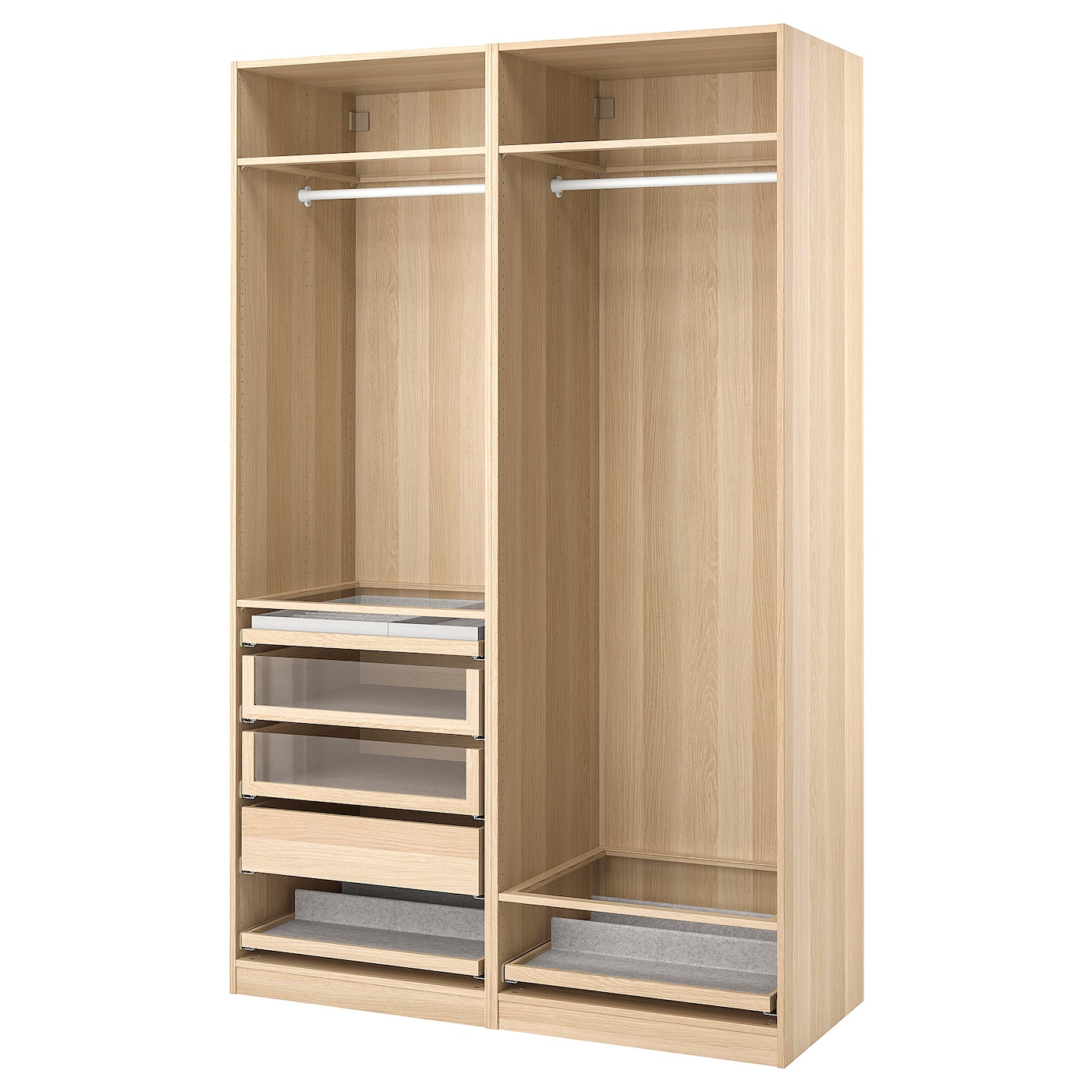 IKEA PAX kombinacja szafy, imitacja dębu bejcowanego na biało, 150x58x236 cm