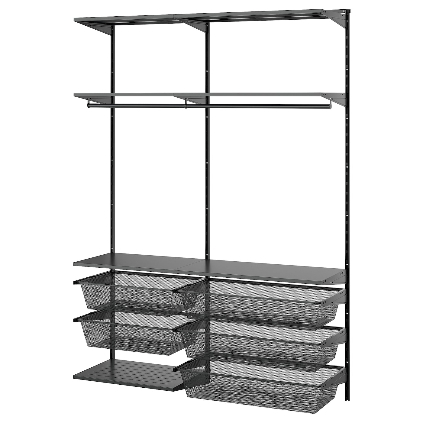 IKEA BOAXEL kombinacja szafy, antracyt/metal, 145x40x201 cm