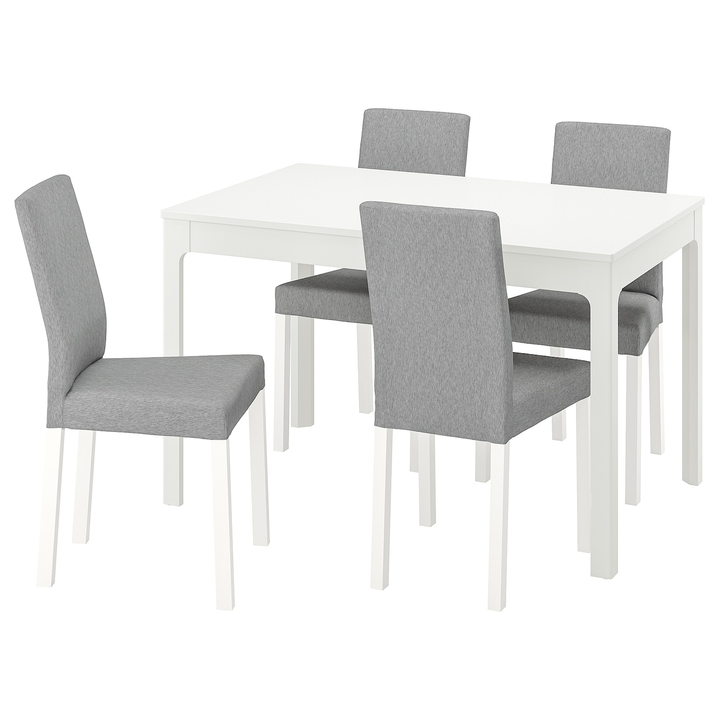 IKEA EKEDALEN / KÄTTIL stół i 4 krzesła, biały/Knisa jasnoszary, 120/180 cm