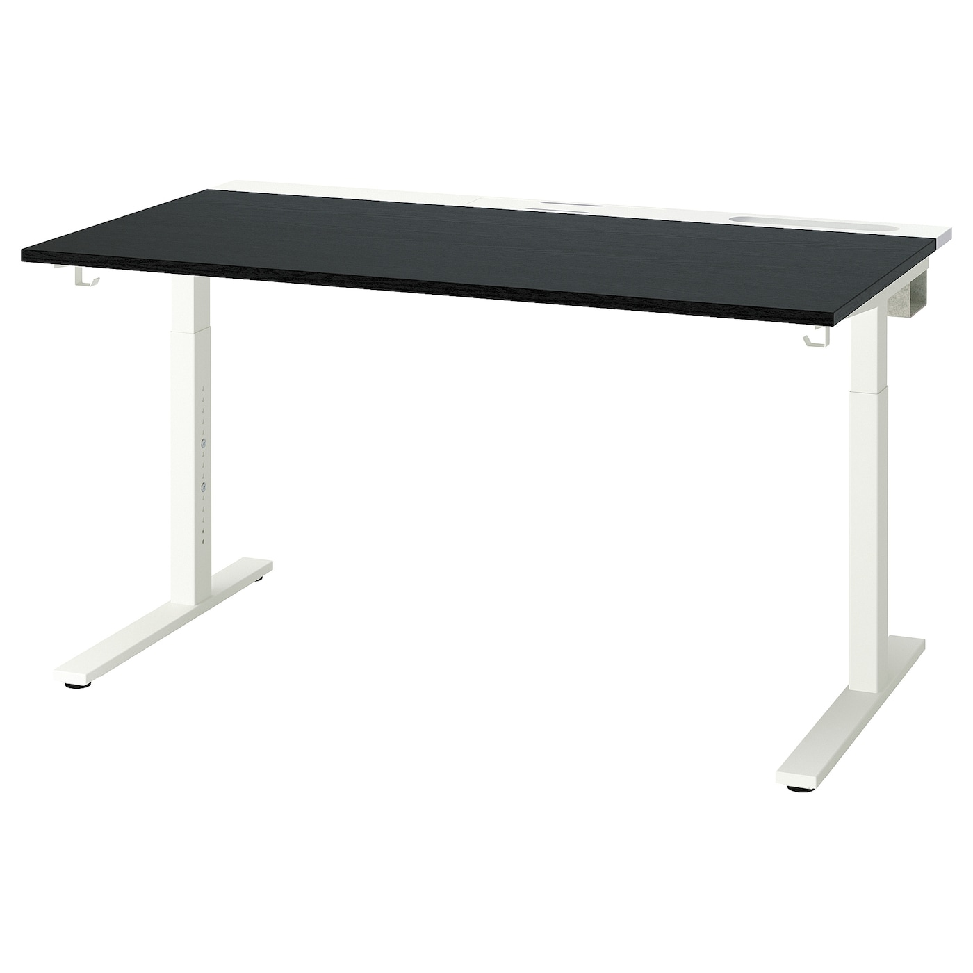 IKEA MITTZON biurko, okl jesionowa bejcowana na czarno/biały, 140x80 cm