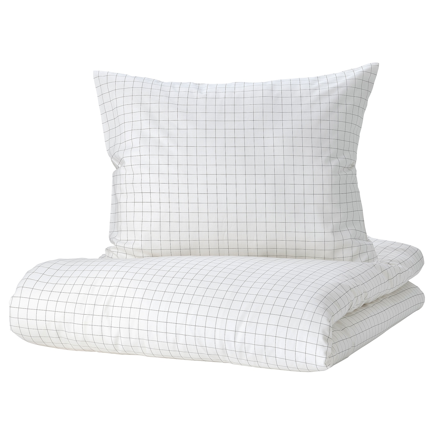 IKEA VÄNKRETS poszwa na kołdrę i poszewka, kratka biały/żółty, 150x200/50x60 cm