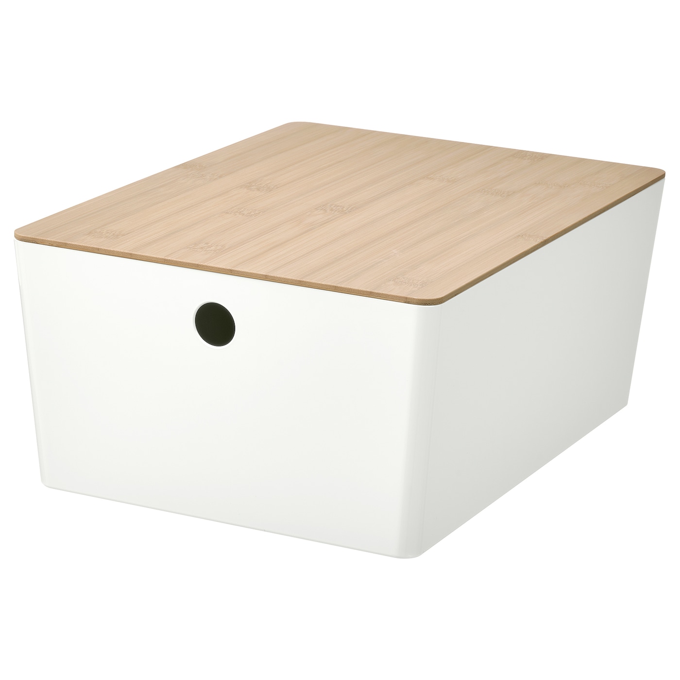 IKEA KUGGIS pojemnik z pokrywką, biały/bambus, 26x35x15 cm