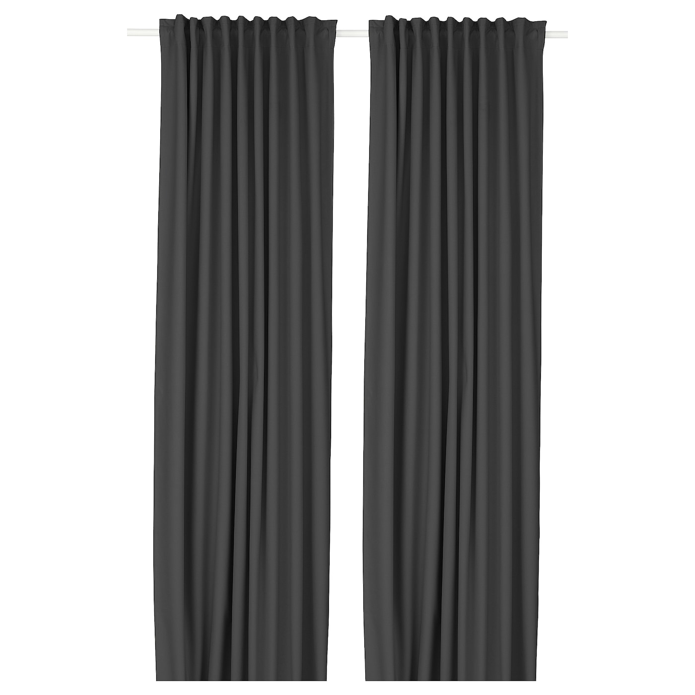 IKEA KORGMOTT zasłony zaciemniające, para, ciemnoszary/na taśmie, 145x300 cm