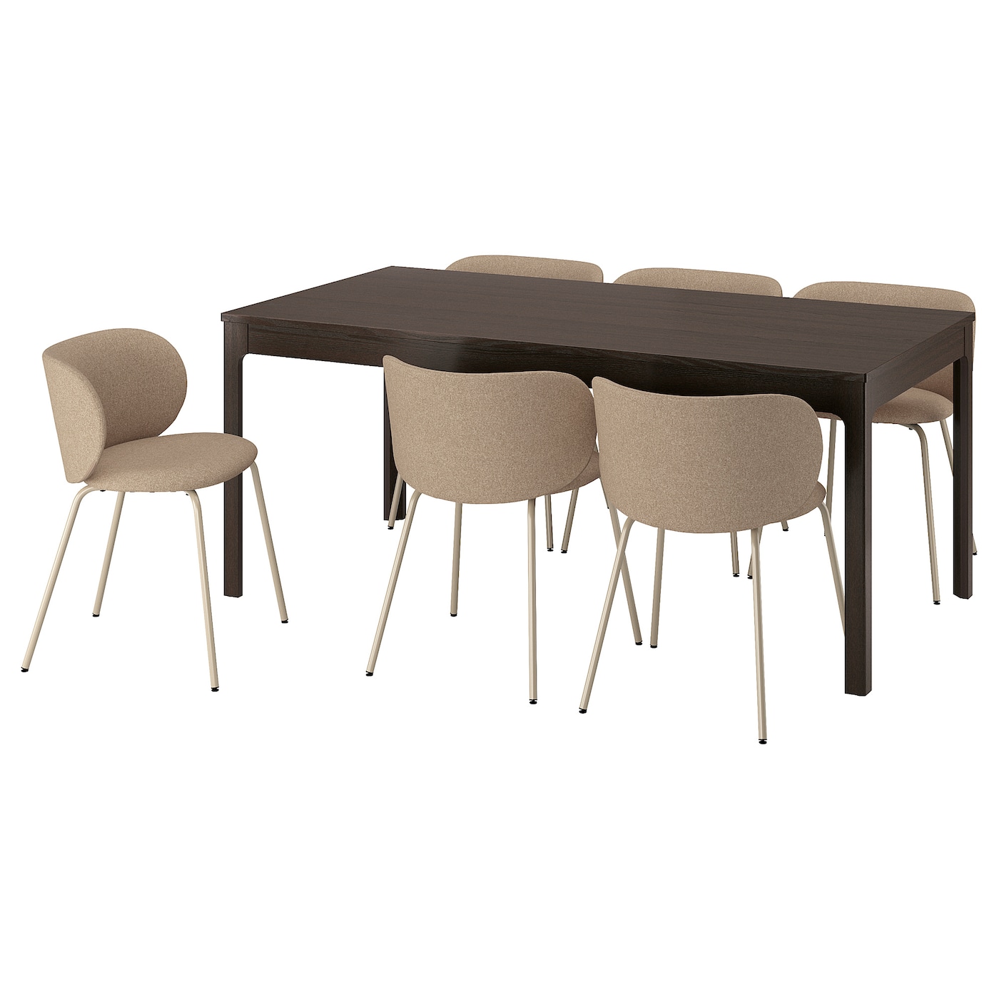 IKEA EKEDALEN / KRYLBO stół i 6 krzeseł, ciemnobrązowy/Tonerud ciemny beż, 180/240 cm
