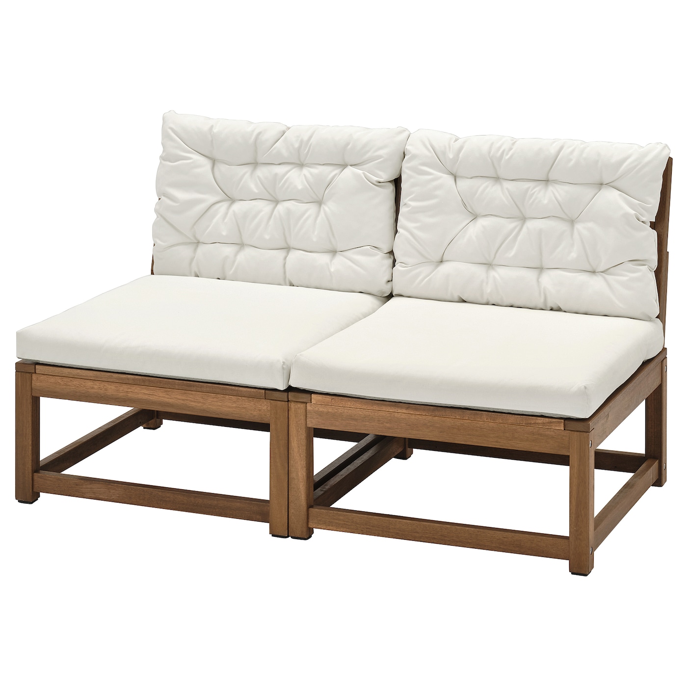 IKEA NÄMMARÖ 2-osobowa sofa modułowa, zewn, bejca jasnobrązowa/Kuddarna jasny szarobeżowy, Szerokość: 126 cm