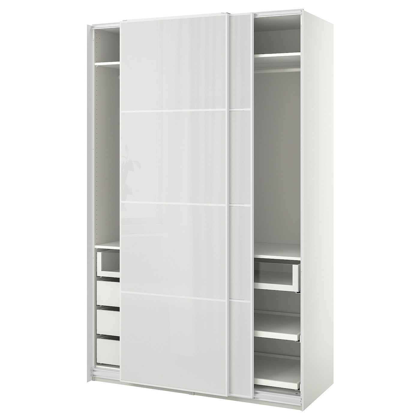 IKEA PAX / HOKKSUND szafa, biały/połysk jasnoszary, 150x66x236 cm