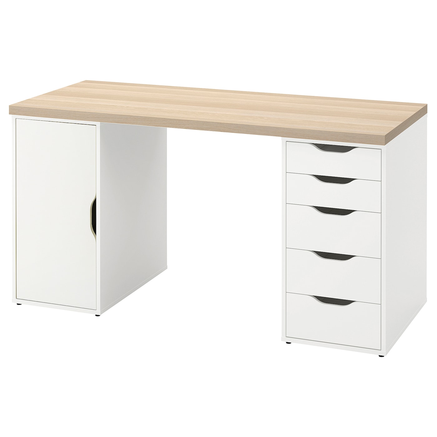 IKEA LAGKAPTEN / ALEX biurko, biała bejca/imit. dębu biały, 140x60 cm