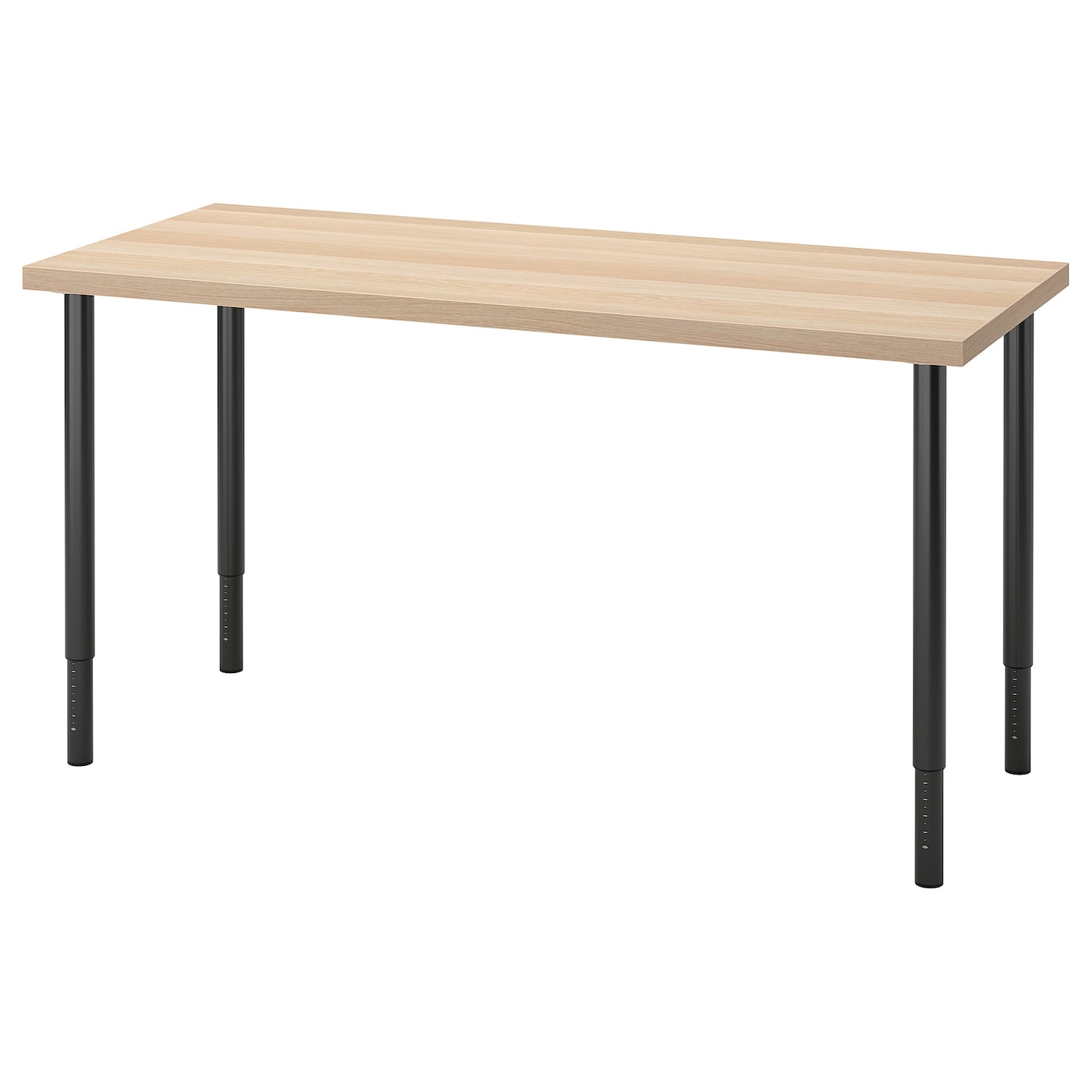 IKEA LAGKAPTEN / OLOV biurko, imitacja dębu bejcowanego na biało/czarny, 140x60 cm