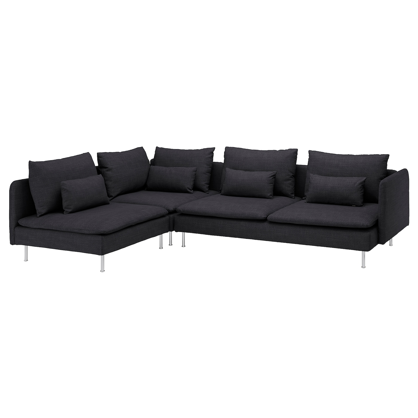 IKEA SÖDERHAMN sofa narożna 4-osobowa, z otwartym końcem/Hillared antracyt, Wysokość z poduchami oparcia: 83 cm