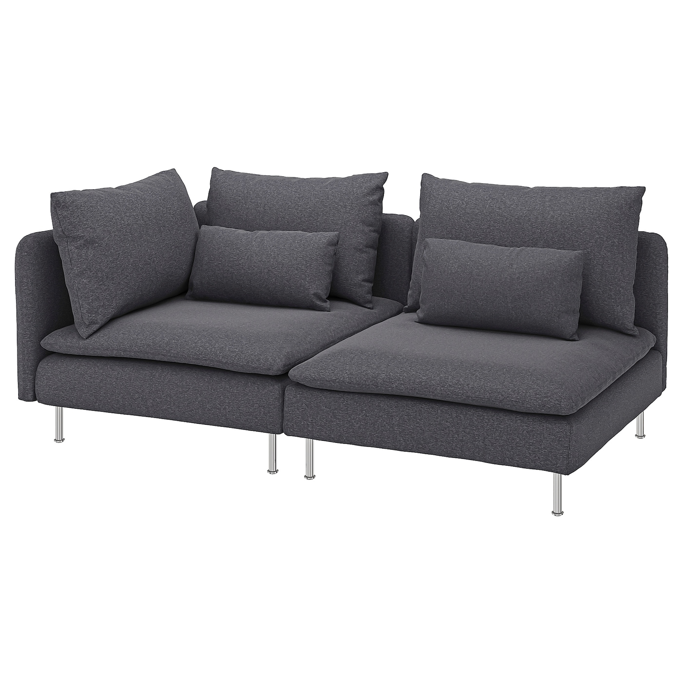 IKEA SÖDERHAMN sofa 3-osobowa, z otwartym końcem/Gunnared średnioszary, Wysokość z poduchami oparcia: 83 cm
