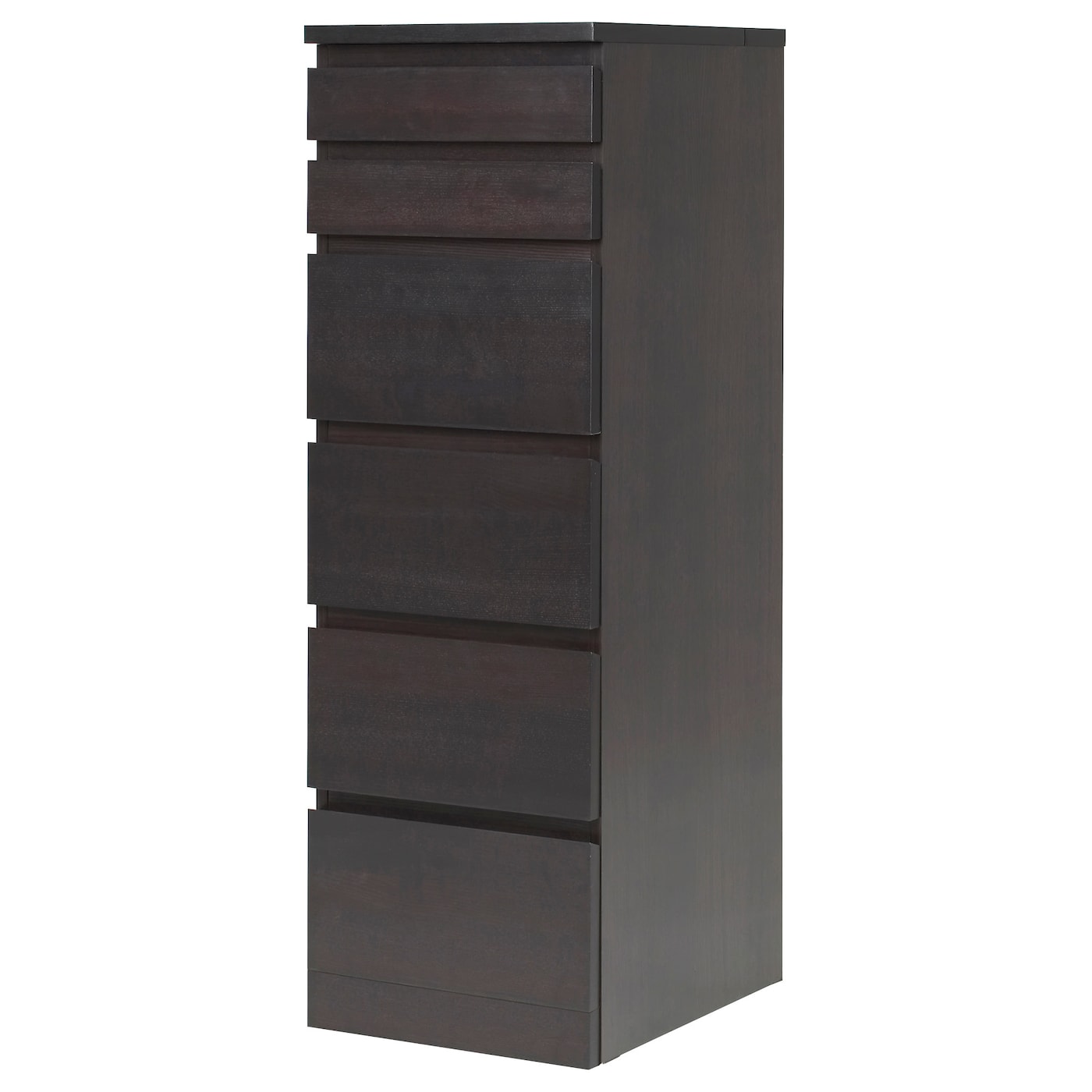 IKEA MALM komoda, 6 szuflad, czarnobrąz/lustro, 40x123 cm
