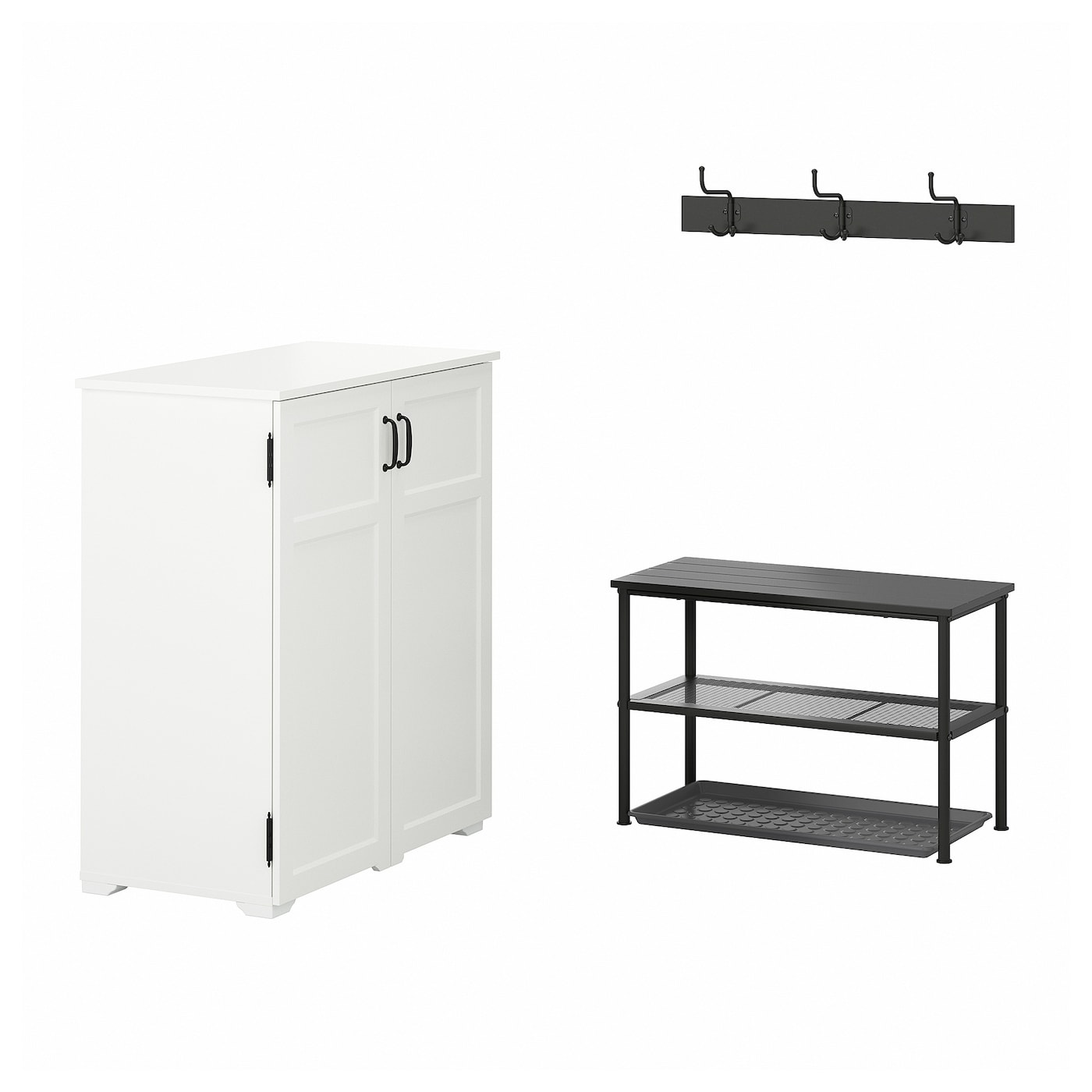 IKEA GREÅKER / NIPÅSEN meble do przedpokoju, zestaw 4 szt, biały/czarny