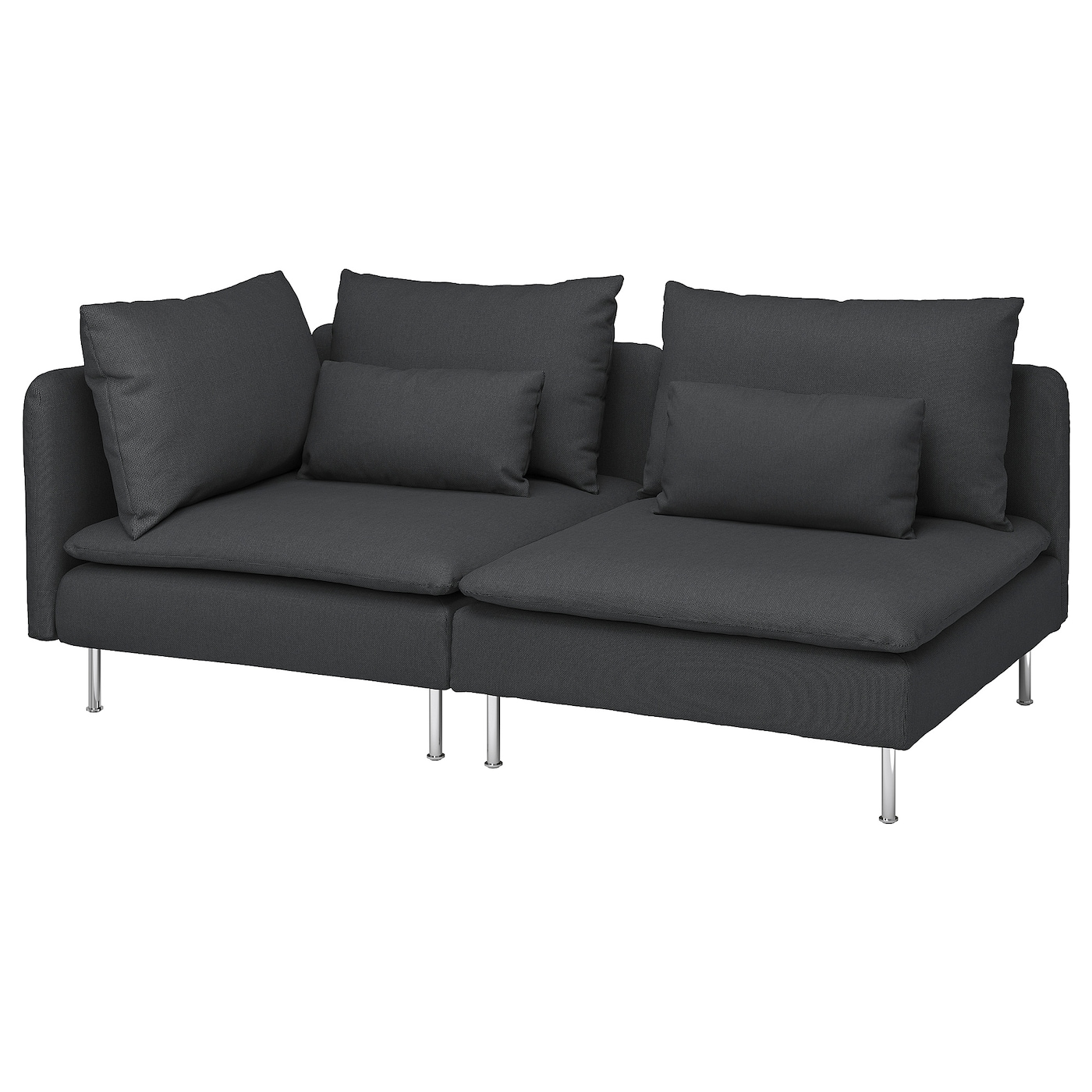 IKEA SÖDERHAMN sofa 3-osobowa, z otwartym końcem/Fridtuna ciemnoszary, Wysokość z poduchami oparcia: 83 cm