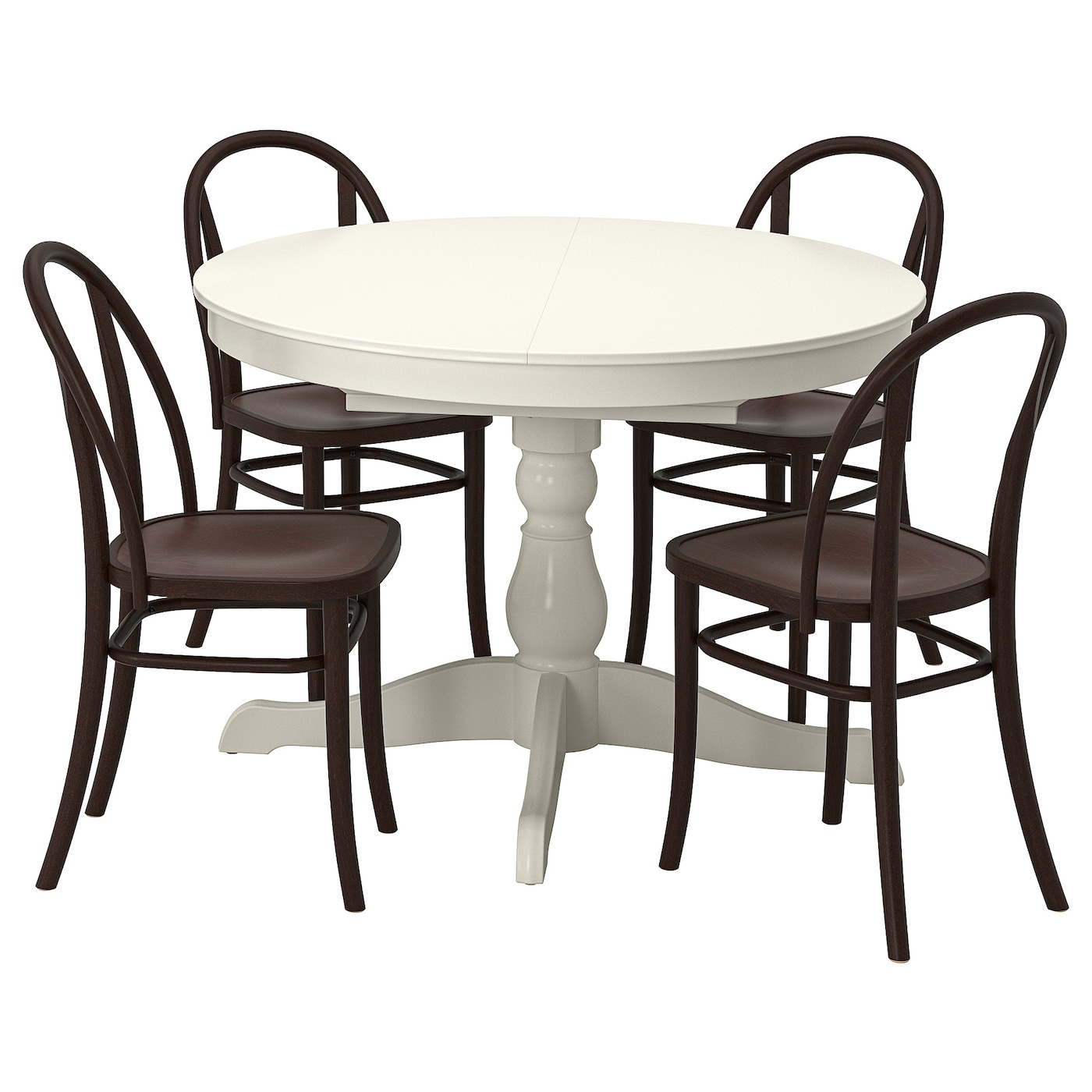 IKEA INGATORP / SKOGSBO stół i 4 krzesła, biały biały/ciemnobrązowy, 110/155 cm