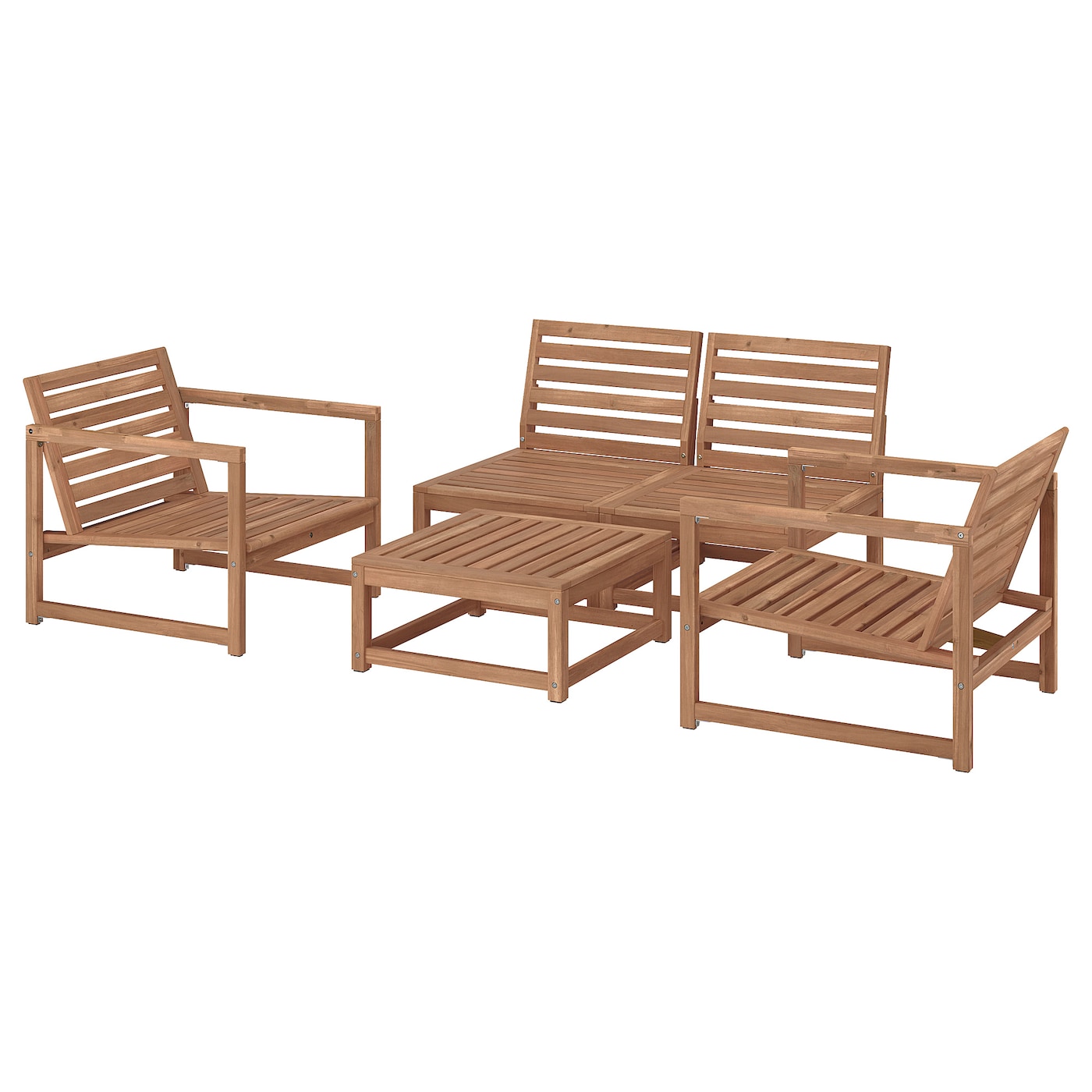 IKEA NÄMMARÖ komplet dla 4 osób, na zewnątrz, bejca jasnobrązowa, Szerokość sofy: 126 cm