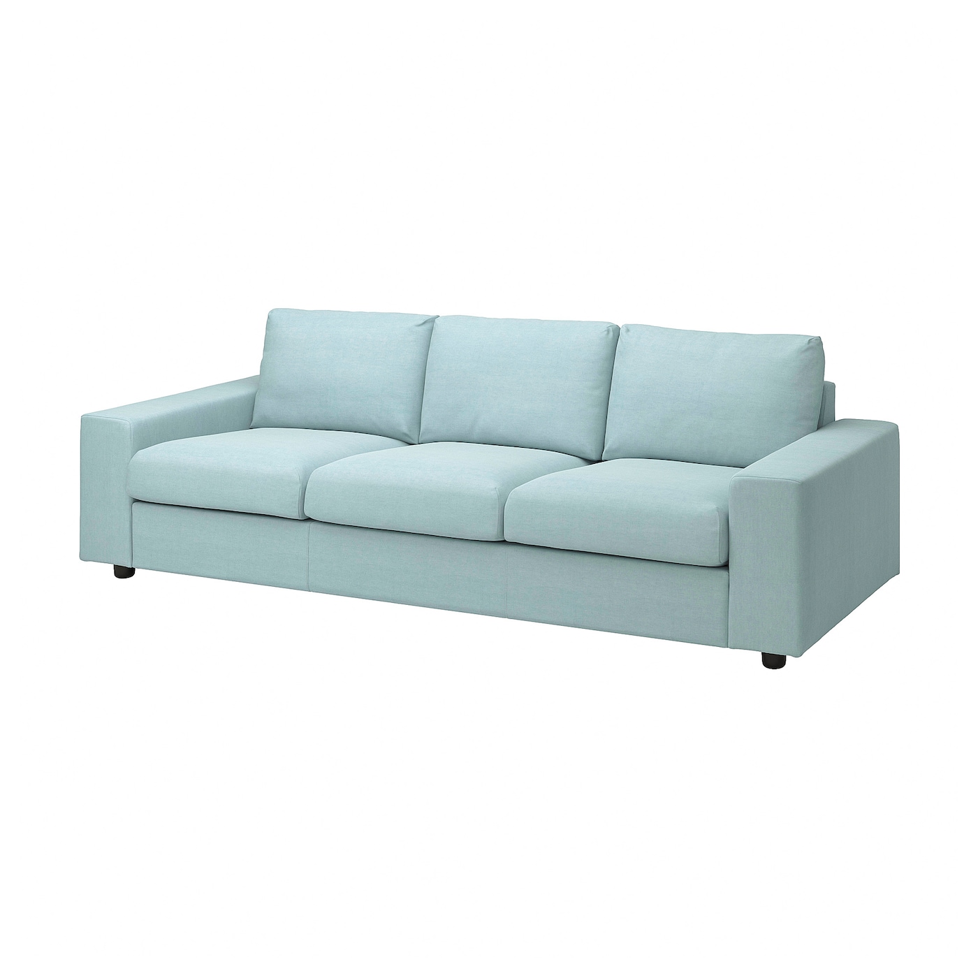 IKEA VIMLE sofa 3-osobowa, z szerokimi podłokietnikami/Saxemara jasnoniebieski, Wysokość z poduchami oparcia: 83 cm