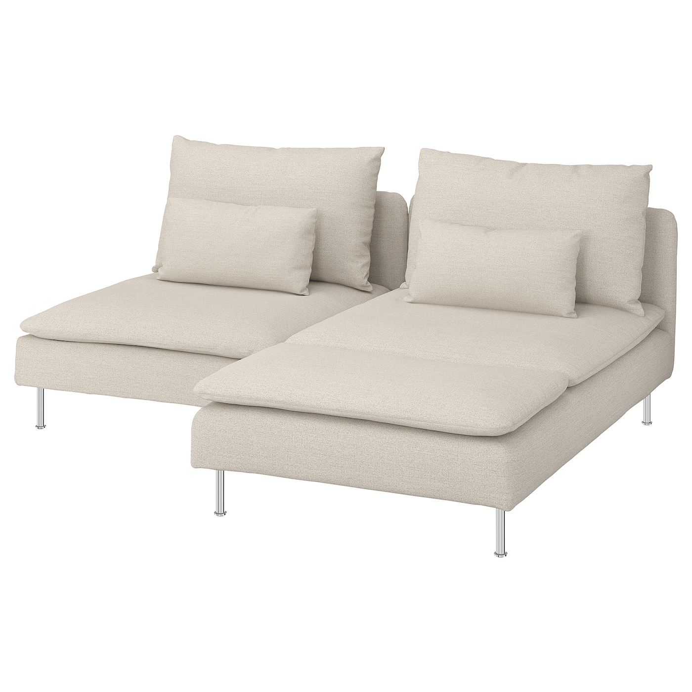 IKEA SÖDERHAMN Sofa 2-os. z leżanką, Gunnared beżowy, Wysokość z poduchami oparcia: 83 cm