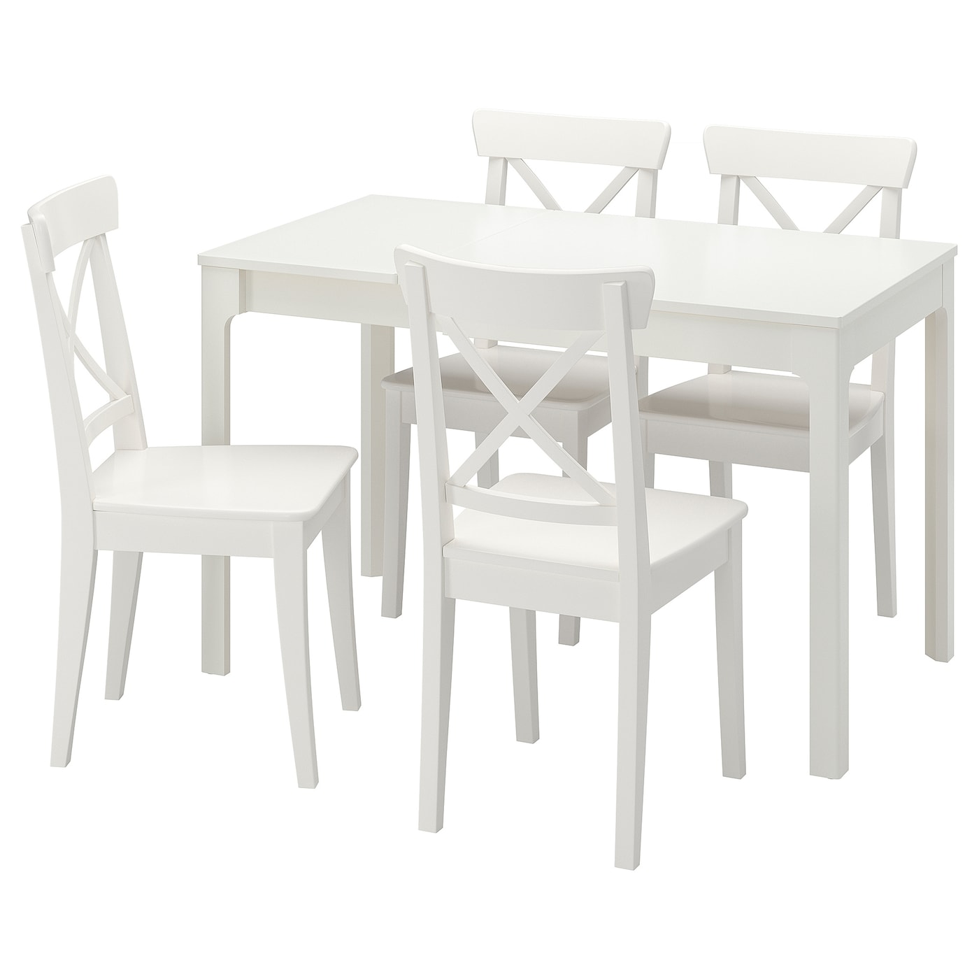 IKEA EKEDALEN / INGOLF stół i 4 krzesła, biały/biały, 80/120 cm