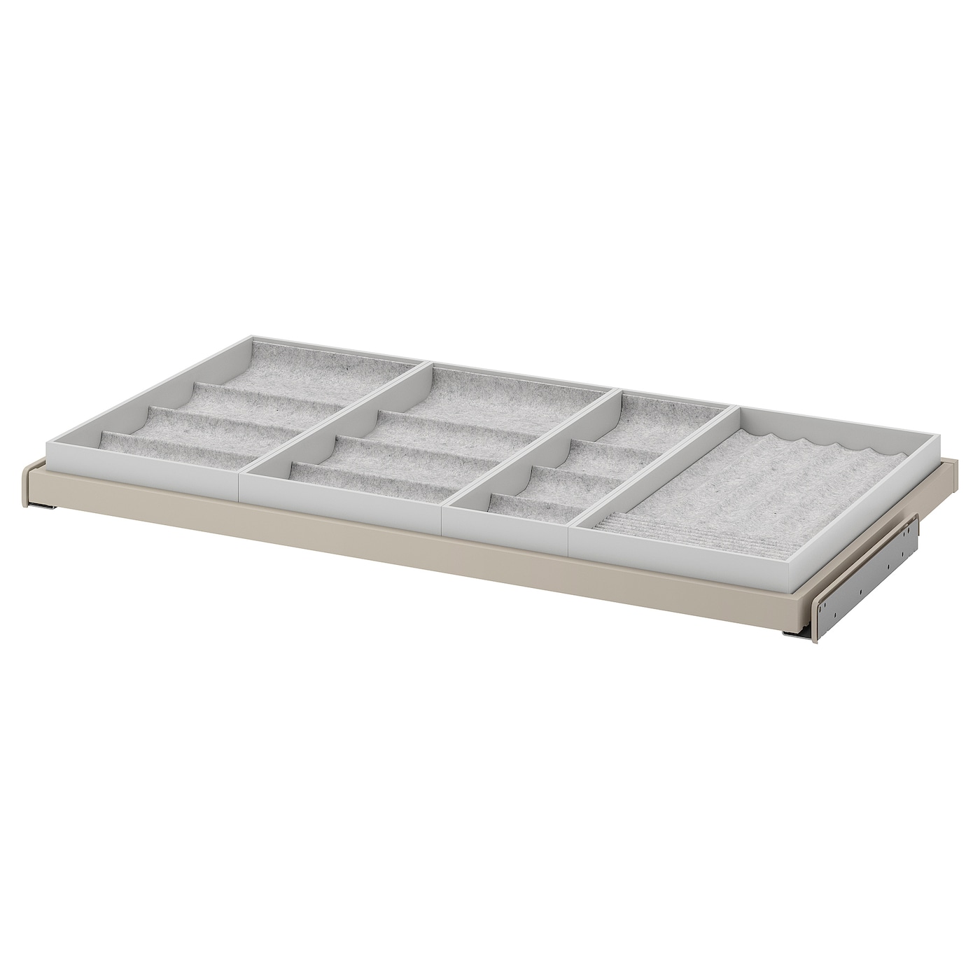 IKEA KOMPLEMENT wysuwana półka z wkładem, szarobeżowy/jasnoszary, 100x58 cm