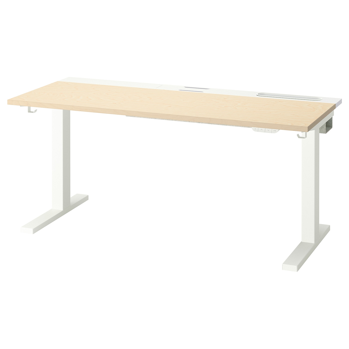 IKEA MITTZON biurko z regulacją wysokości, elektryczny okl brzoz/biały, 140x60 cm