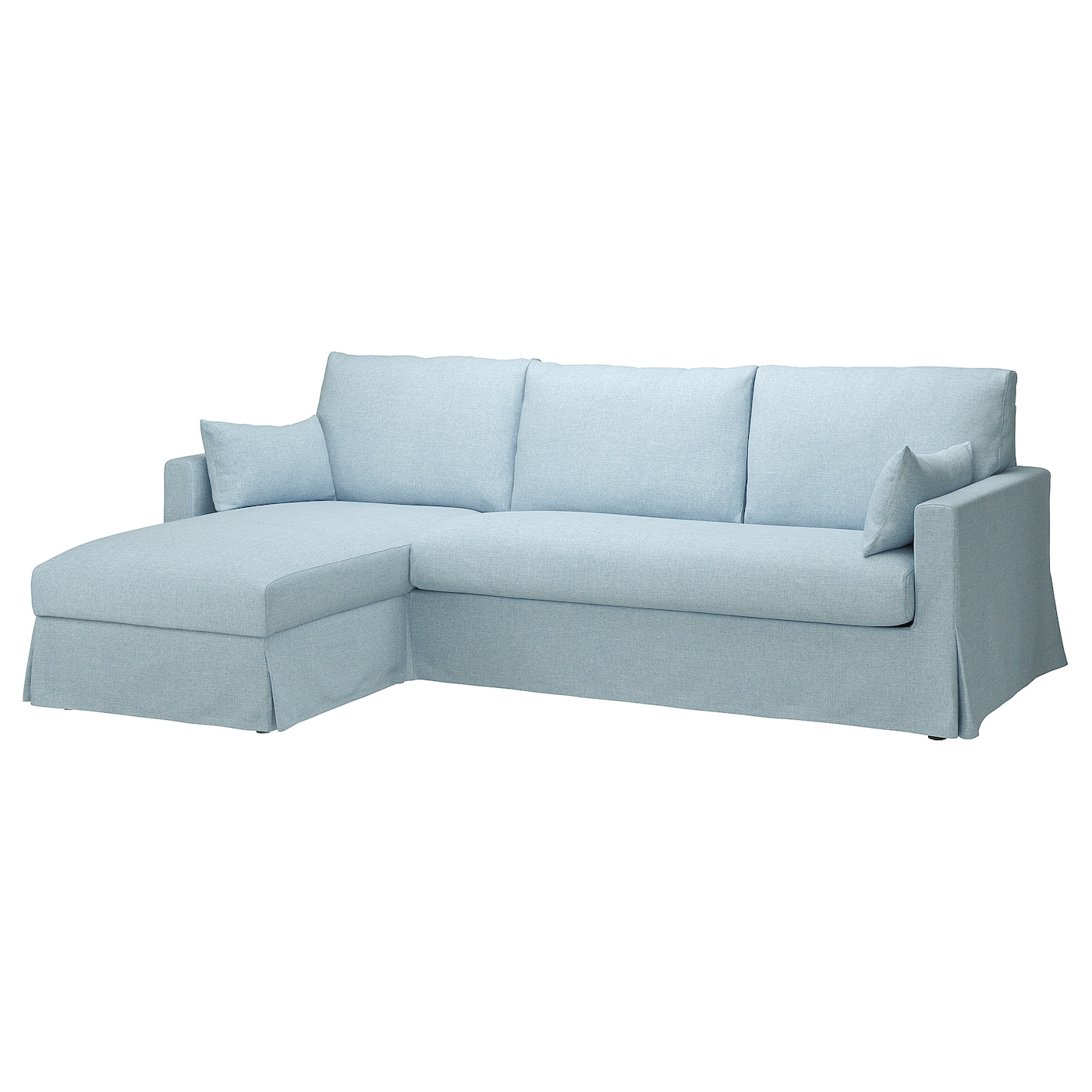 IKEA HYLTARP sofa 3o z szezlongiem, lewy, Kilanda bladoniebieski, Wysokość z poduchami oparcia: 91 cm