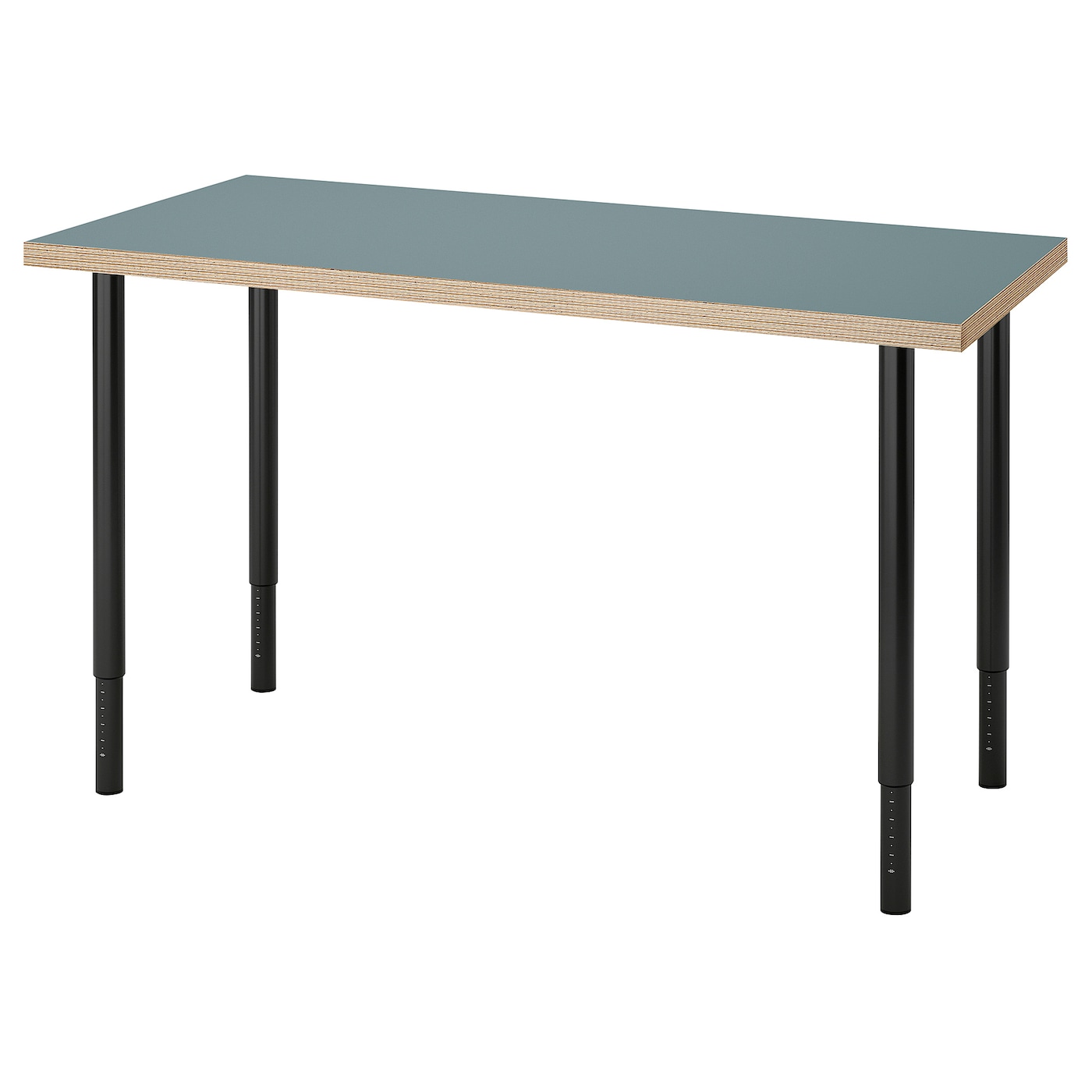IKEA LAGKAPTEN / OLOV biurko, szaroturkusowy/czarny, 120x60 cm