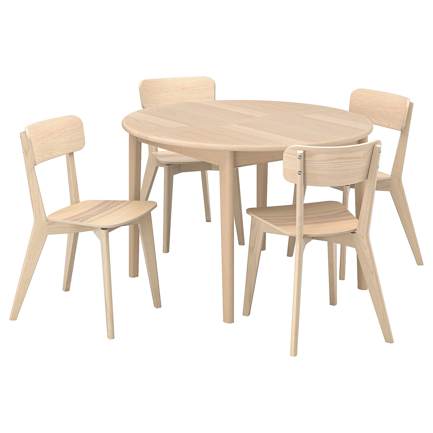 IKEA SKANSNÄS / LISABO stół i 4 krzesła, jasny buk fornir/jesion, 115/170 cm