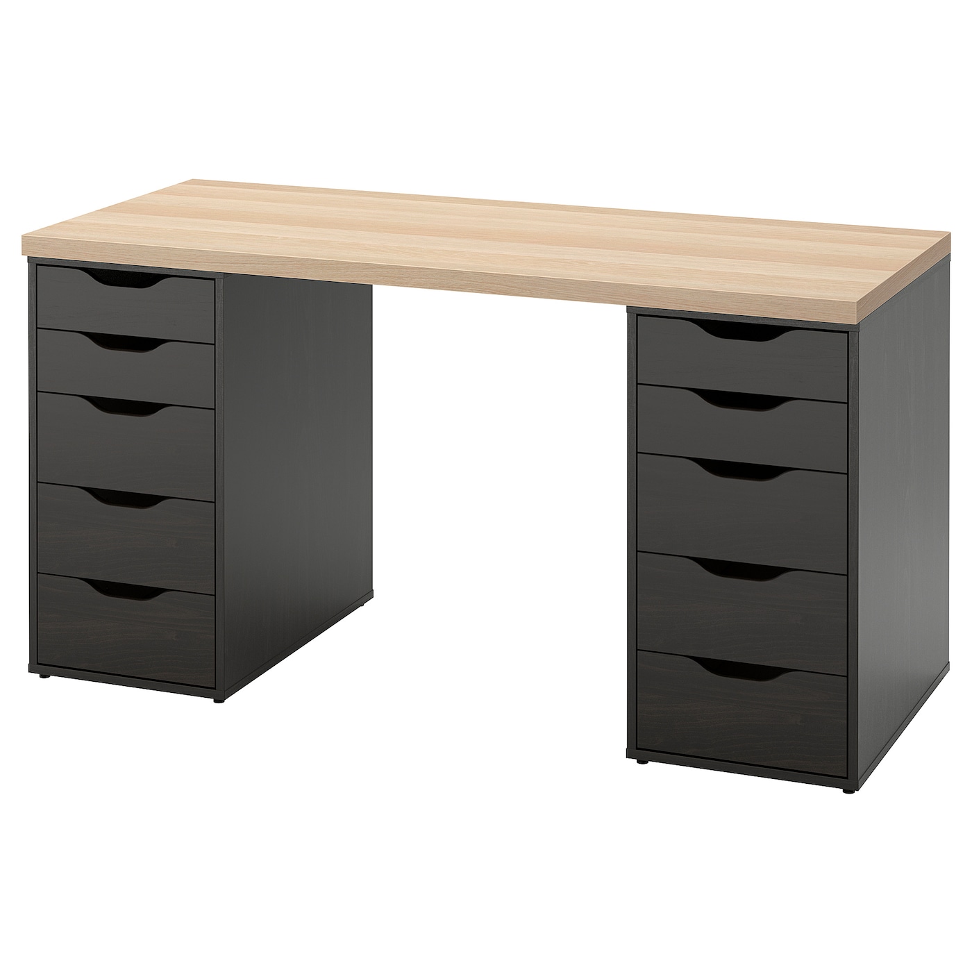 IKEA LAGKAPTEN / ALEX biurko, imitacja dębu bejcowanego na biało/czarnybrąz, 140x60 cm