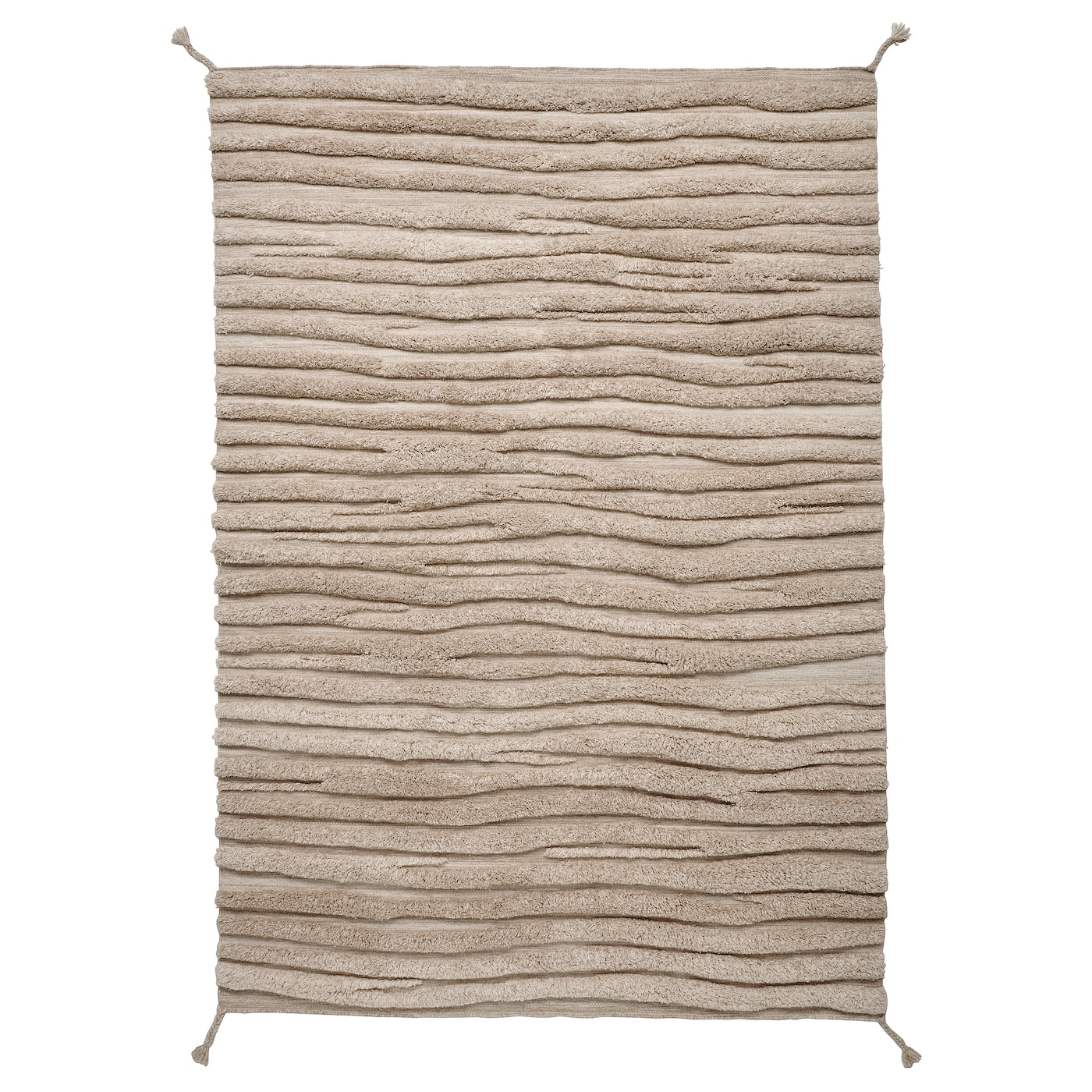 IKEA BANKKONTOR dywan z długim włosiem, beżowy/wykonano ręcznie, 170x240 cm