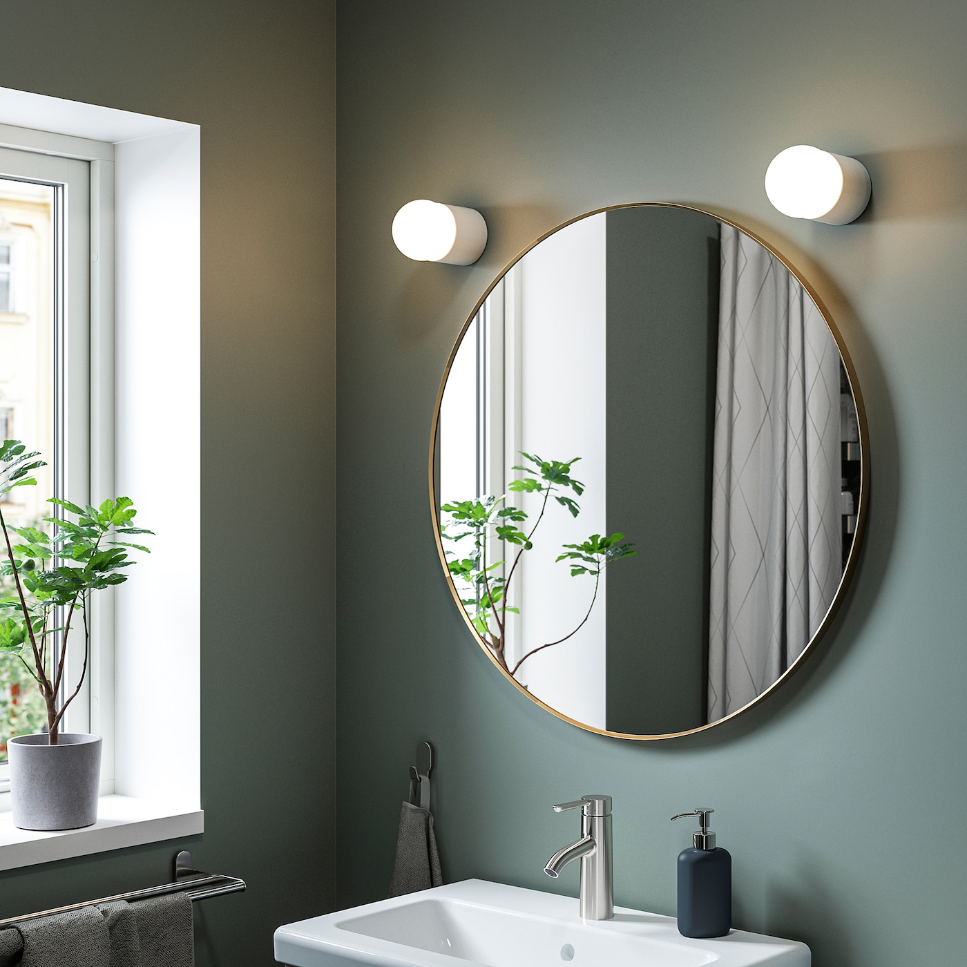 IKEA LINDBYN lustro, złoty kolor, 80 cm