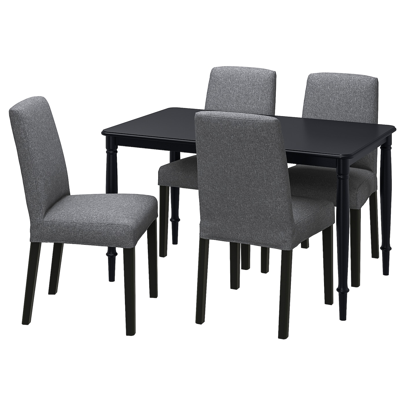 IKEA DANDERYD / BERGMUND stół i 4 krzesła, czarny/Gunnared średni szary, 130 cm
