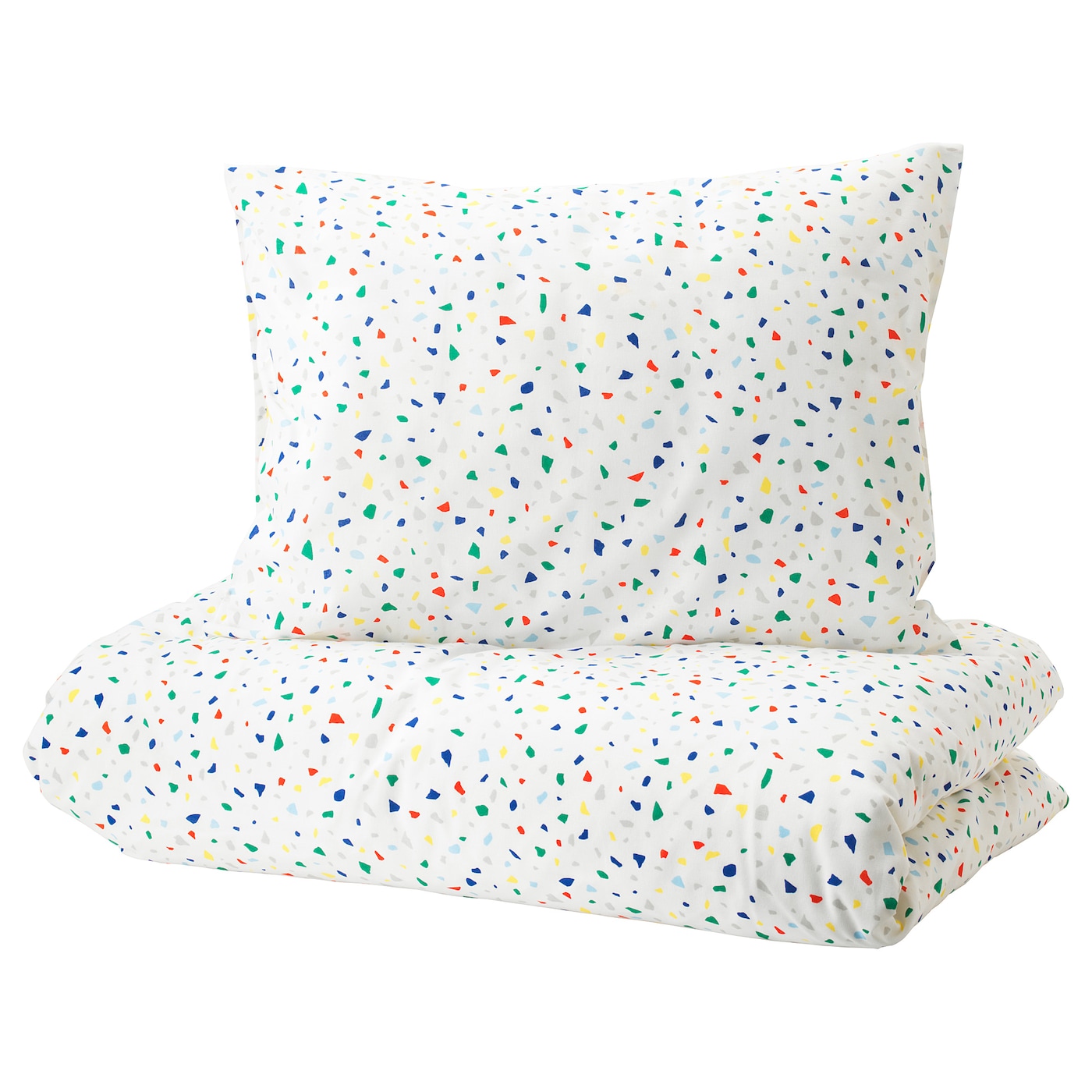 IKEA MÖJLIGHET poszwa na kołdrę i poszewka, biały/wzór mozaika, 150x200/50x60 cm