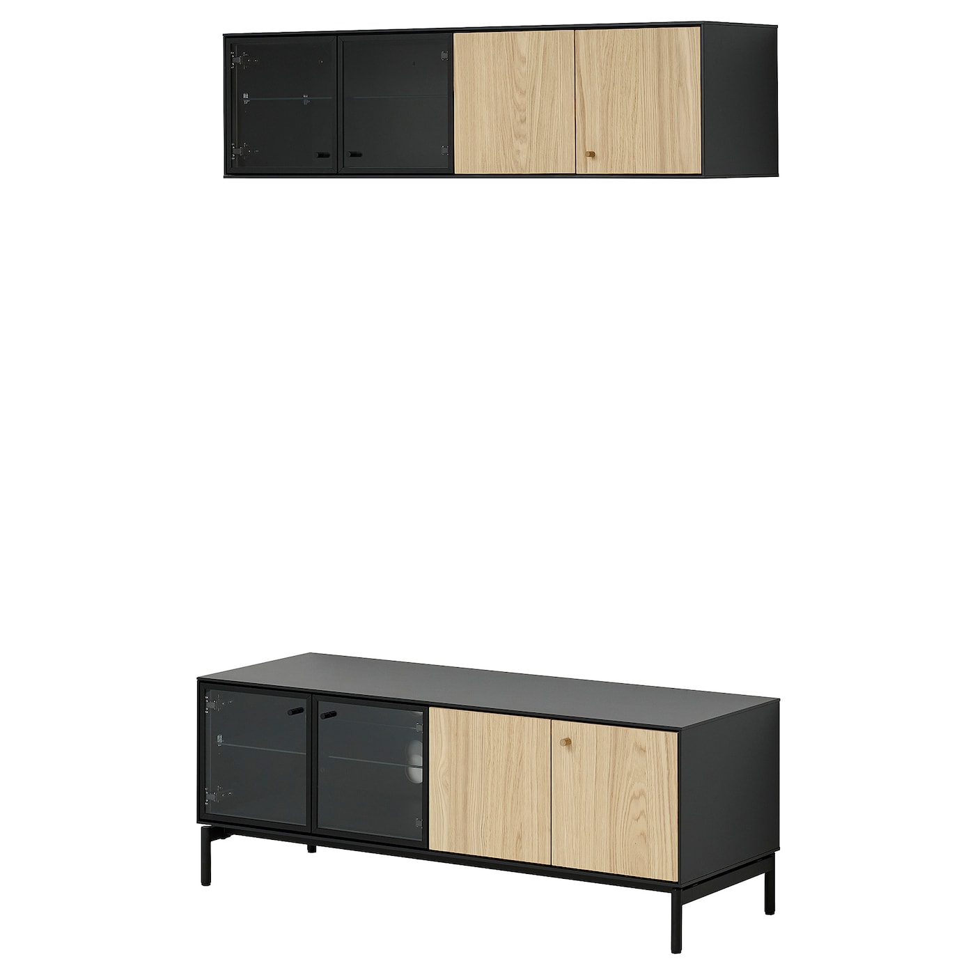 IKEA BOASTAD szafka pod TV, czarny/okl dęb, 121x42 cm