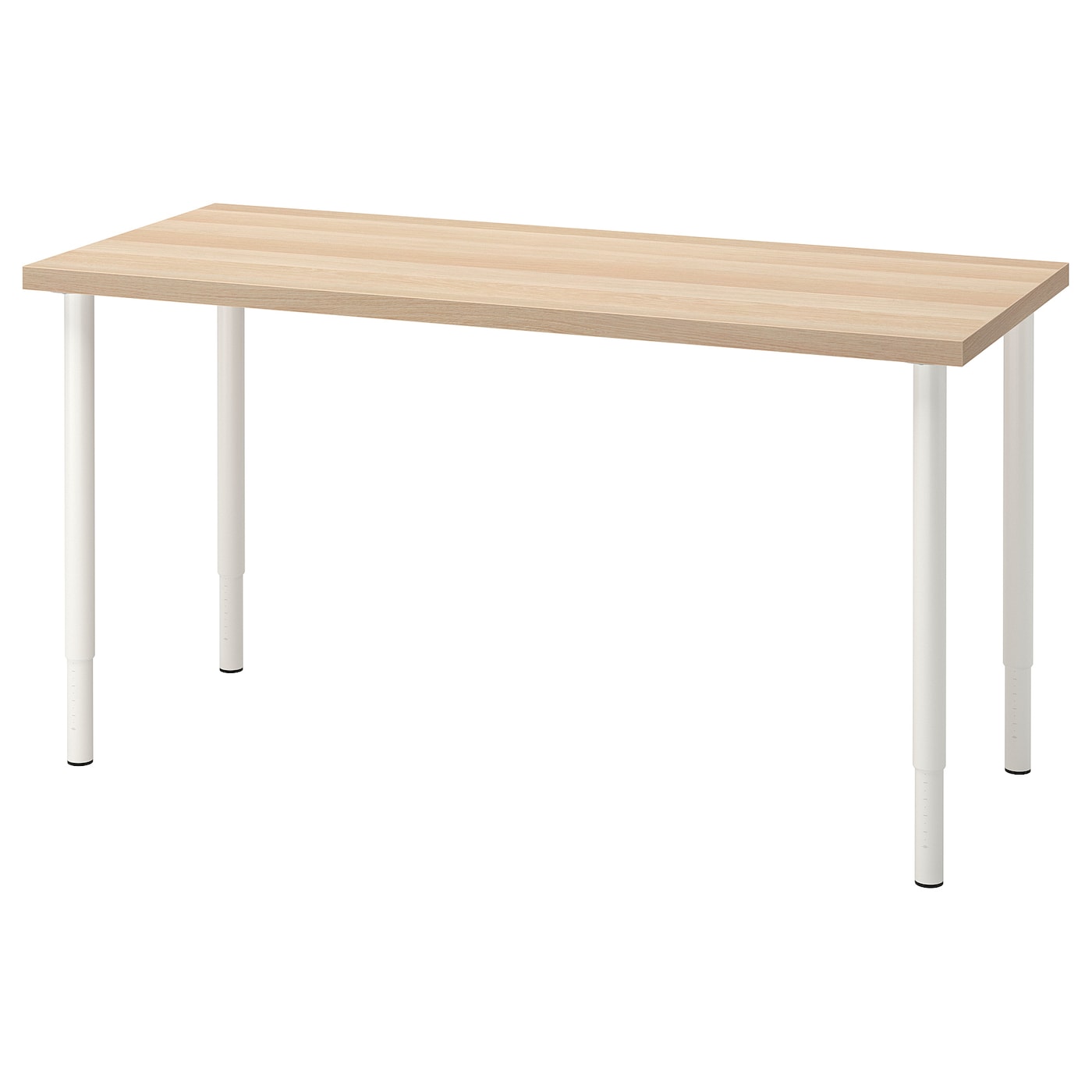 IKEA LAGKAPTEN / OLOV biurko, imitacja dębu bejcowanego na biało/biały, 140x60 cm