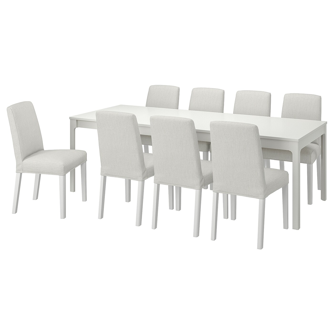 IKEA EKEDALEN / BERGMUND stół i 8 krzeseł, biały biały/Orrsta jasnoszary, 180/240 cm