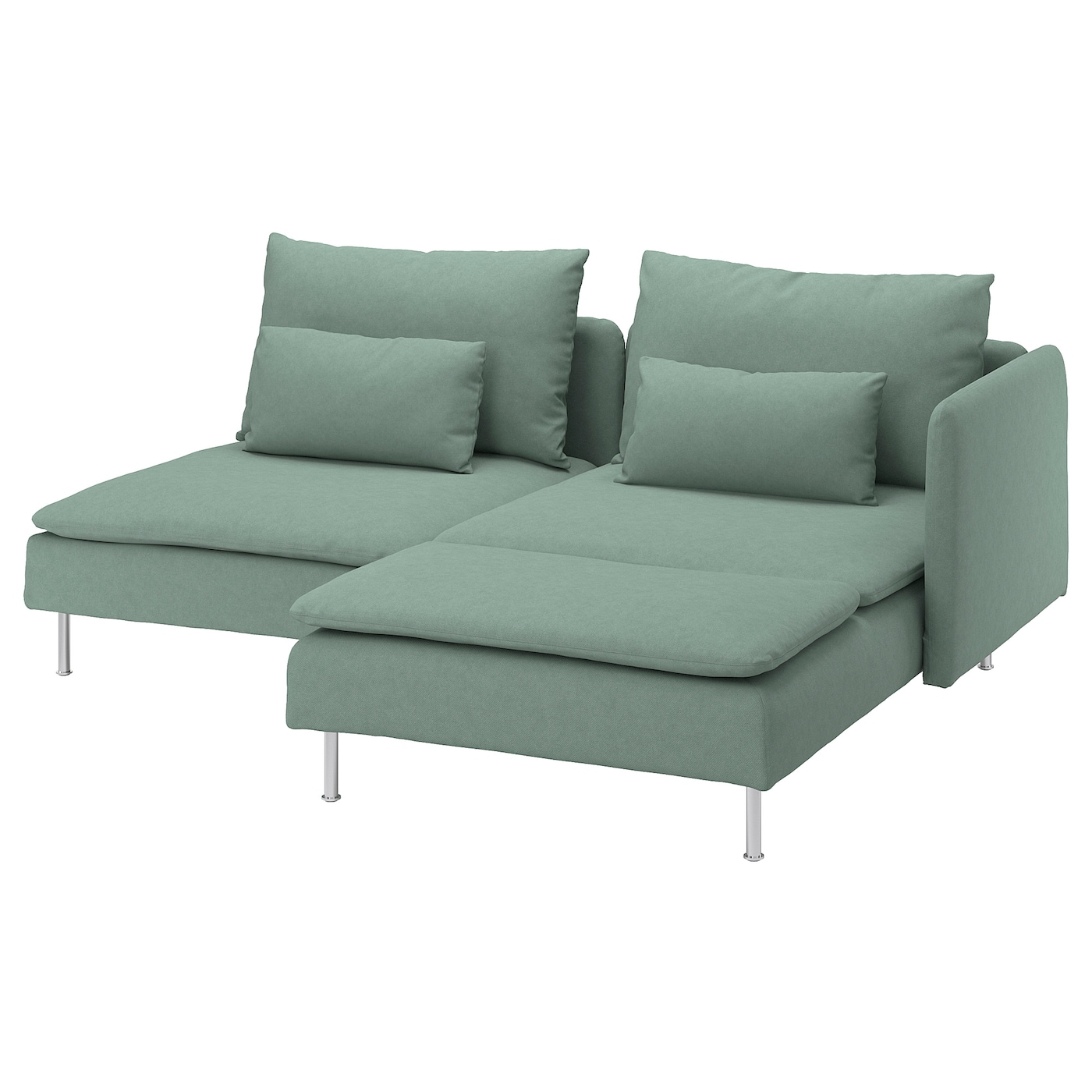IKEA SÖDERHAMN sofa 2-osobowa, z szezlongiem z podłokietnikiem/Tallmyra jasnozielony, Wysokość z poduchami oparcia: 83 cm