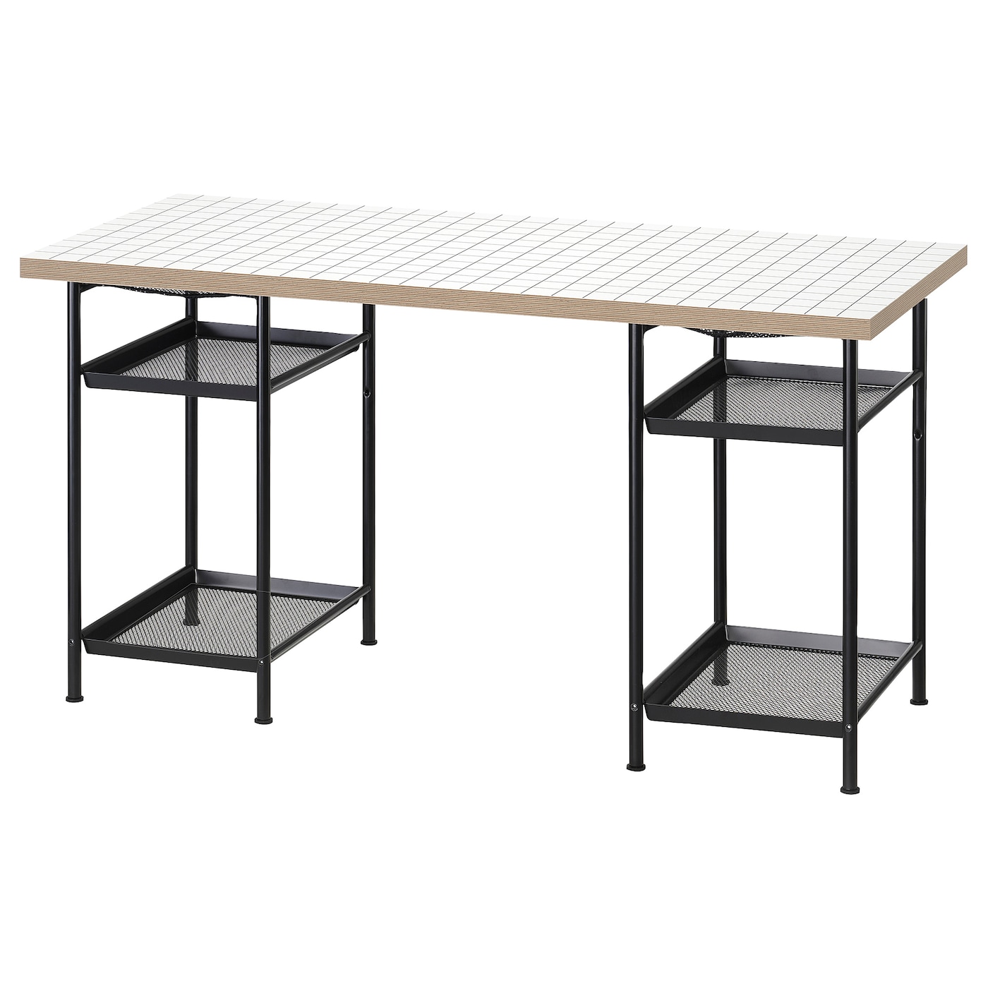 IKEA LAGKAPTEN / SPÄND biurko, biały antracyt/czarny, 140x60 cm