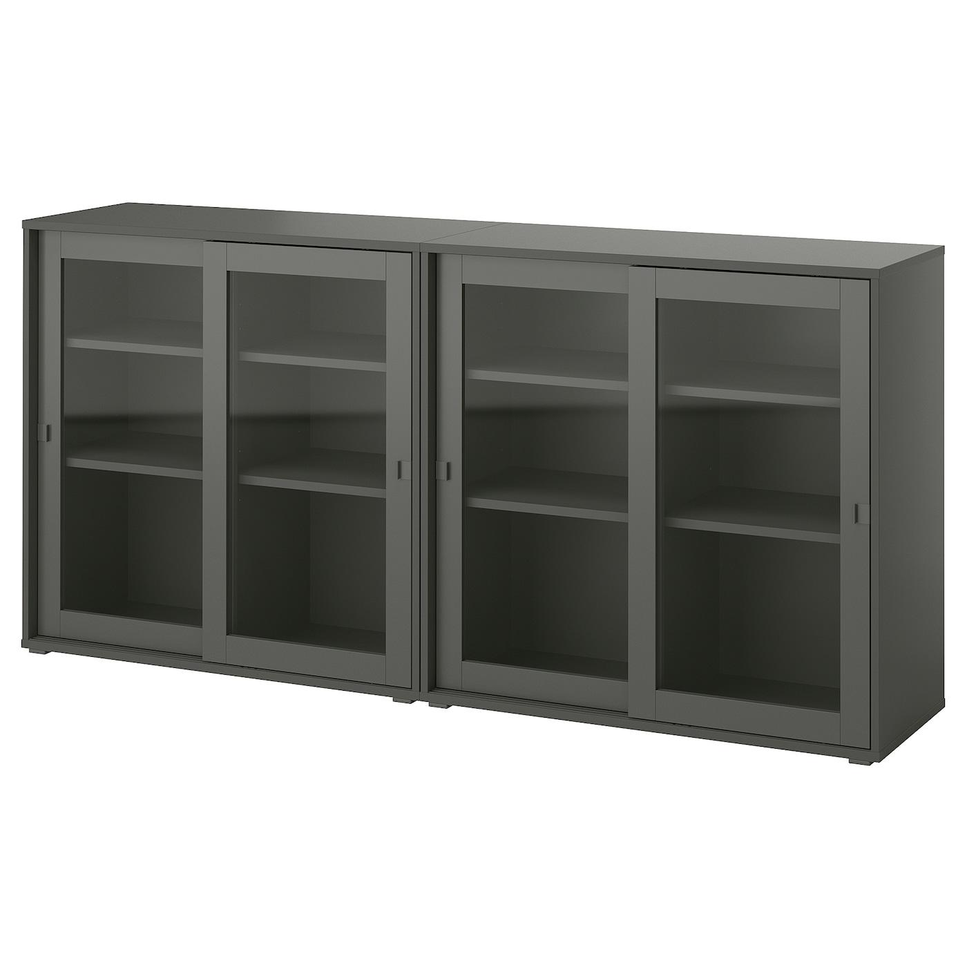 IKEA VIHALS regał/szklane drzwi, ciemnoszary/szkło bezbarwne, 190x37x90 cm