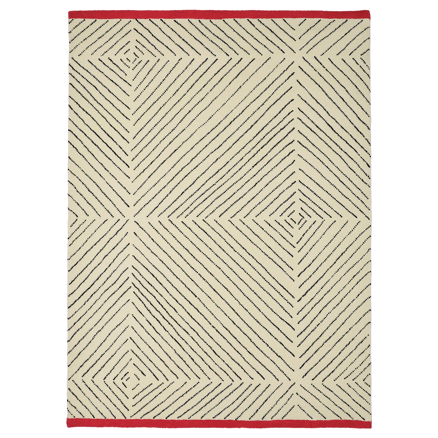 IKEA UNDERVISNING dywan z krótkim włosiem, kremowy czarny/wykonano ręcznie, 170x240 cm