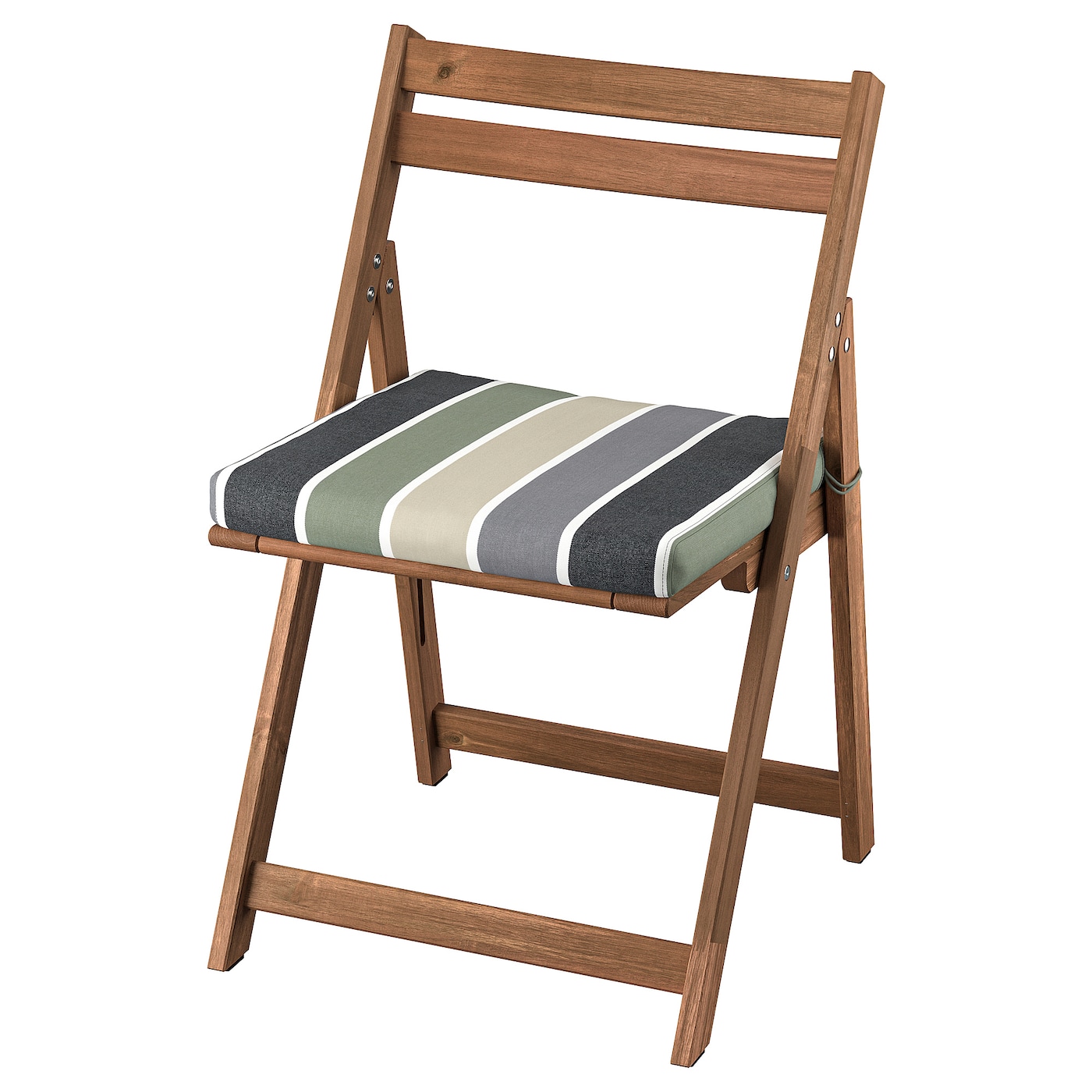 IKEA NÄMMARÖ krzesło, ogrodowe, składany bejca jasnobrązowa/Frösön/Duvholmen wzór w paski, Szerokość: 49 cm