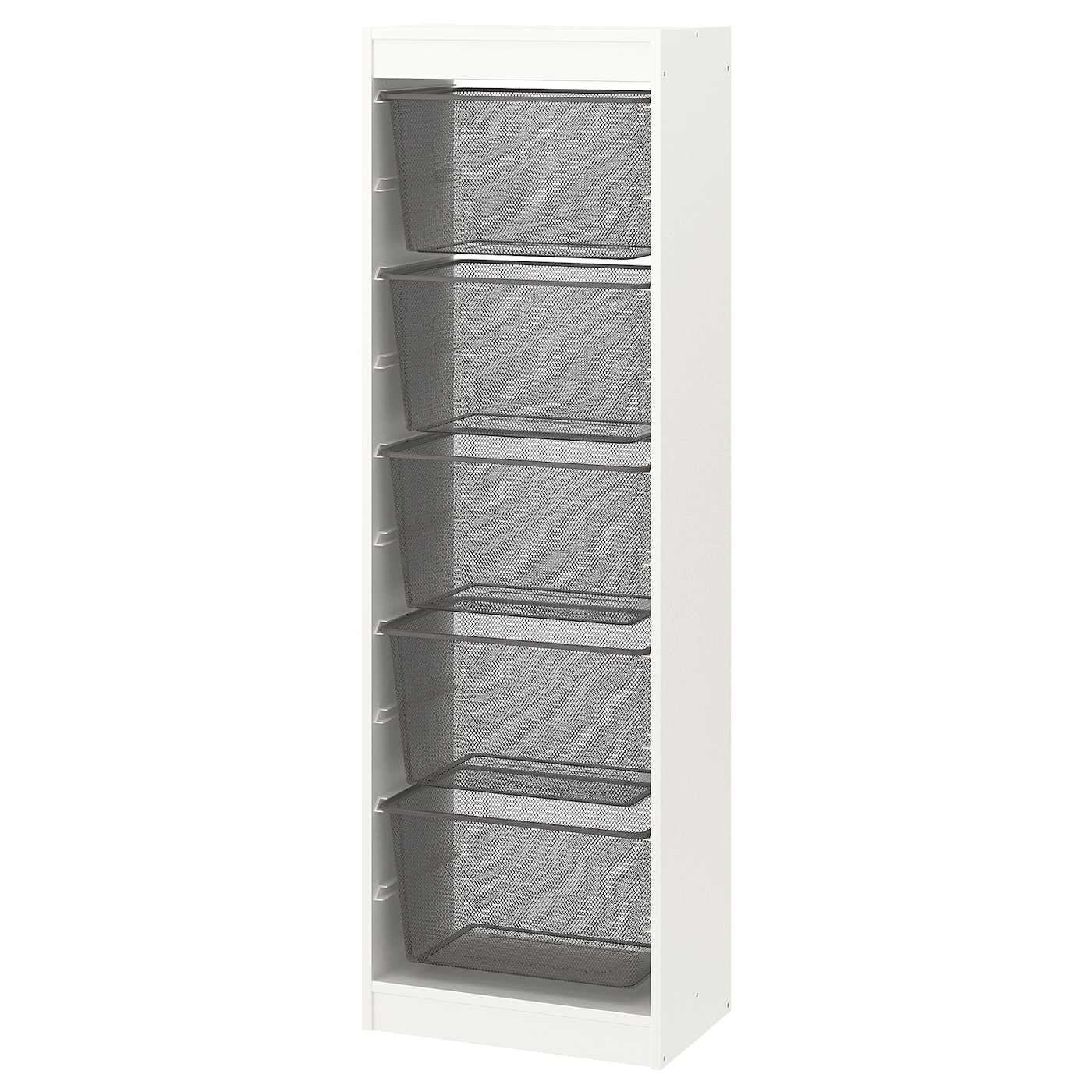 IKEA TROFAST regał z pojemnikami, biały/ciemnoszary, 46x30x145 cm