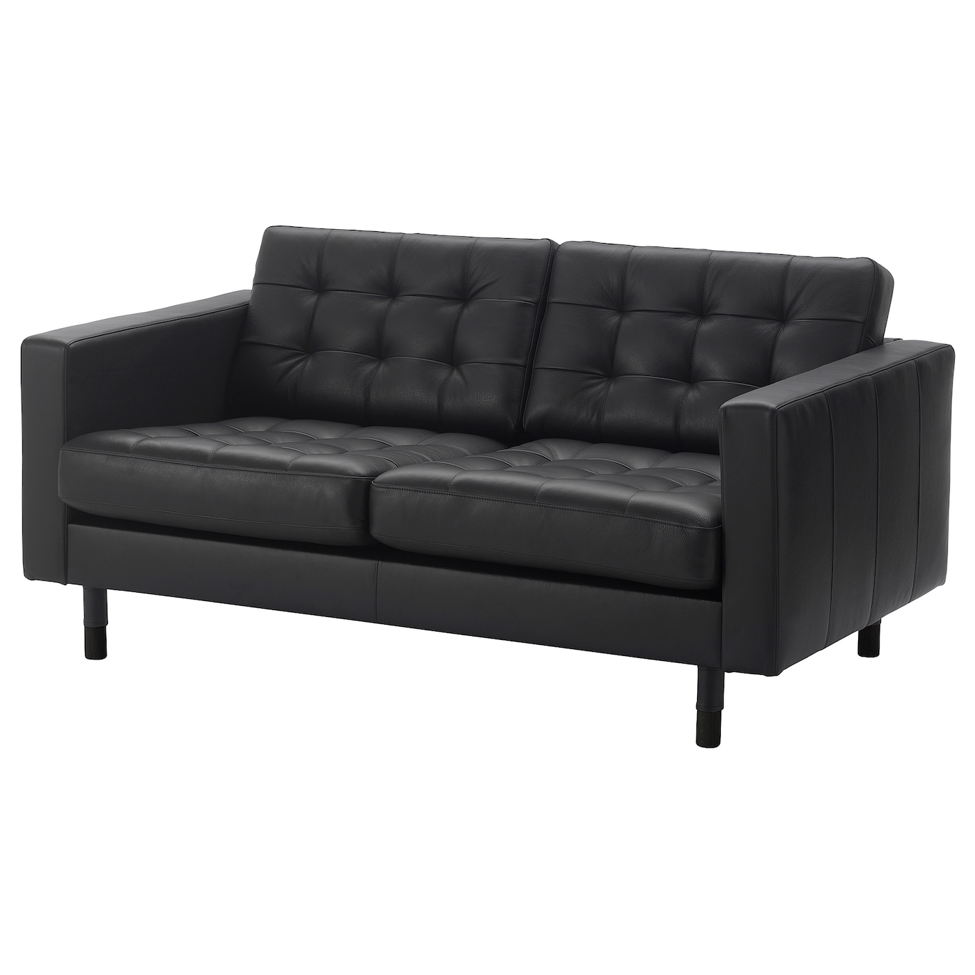 IKEA LANDSKRONA sofa 2-osobowa, Grann/Bomstad czarny/drewno/czarny, Szerokość: 164 cm