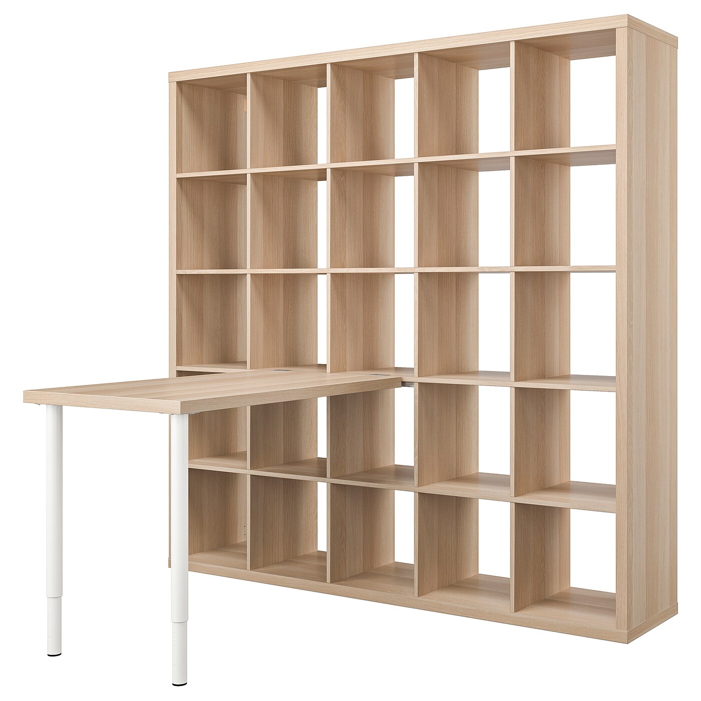 IKEA KALLAX / LINNMON biurko, biały/imitacja dębu bejcowanego na biało, 182x139x182 cm