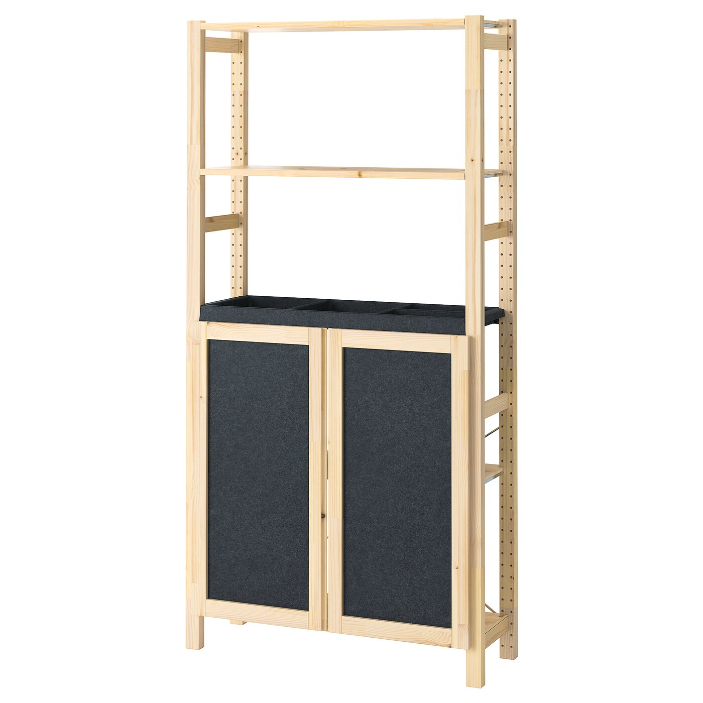 IKEA IVAR regał, z 2 drzwi sosna/filc filc, 89x30x179 cm