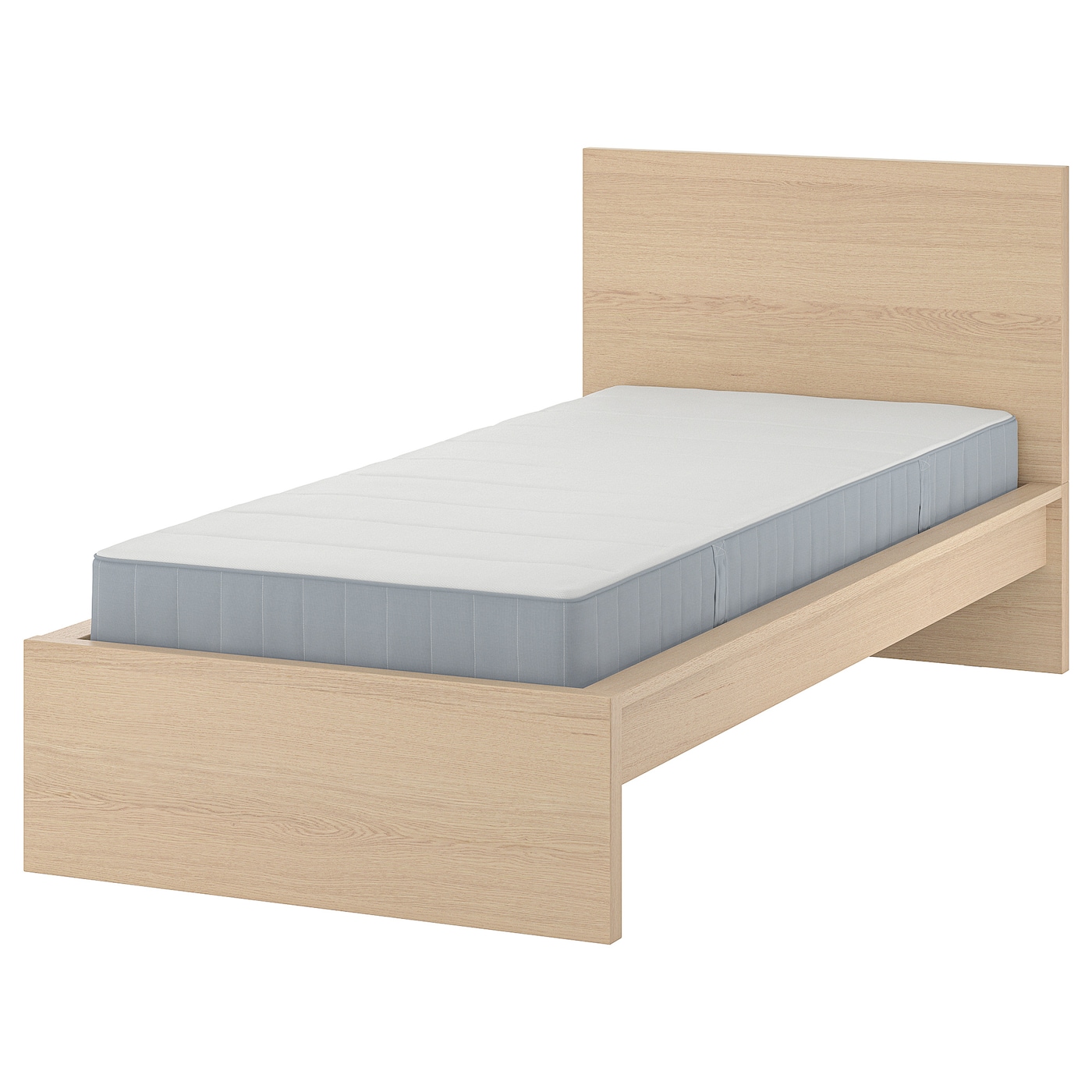 IKEA MALM łóżko, okleina dębowa bejcowana na biało, 90x200 cm