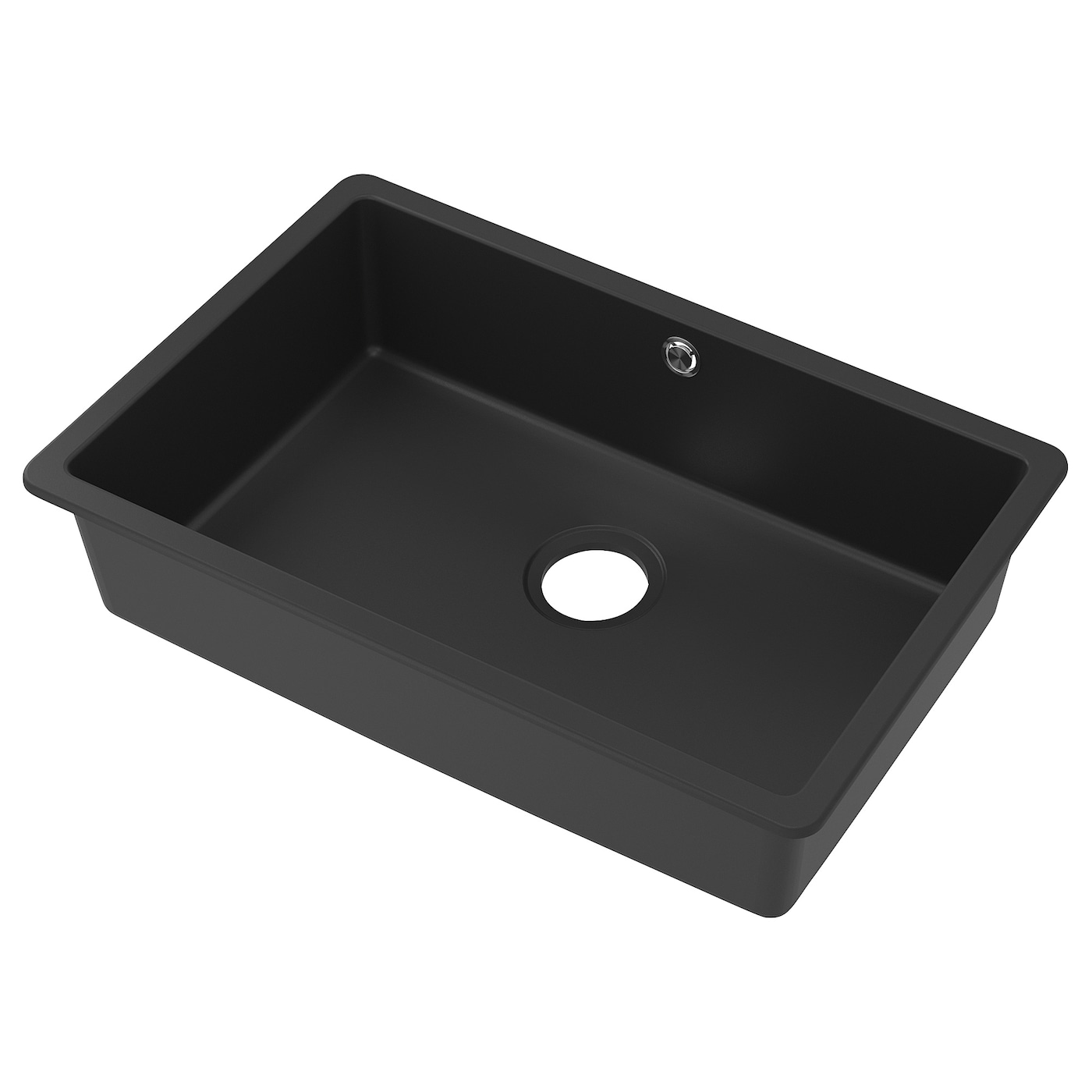 IKEA KILSVIKEN zlew wpuszczany, 1 komorowy, czarny kompozyt kwarcowy, 72x46 cm