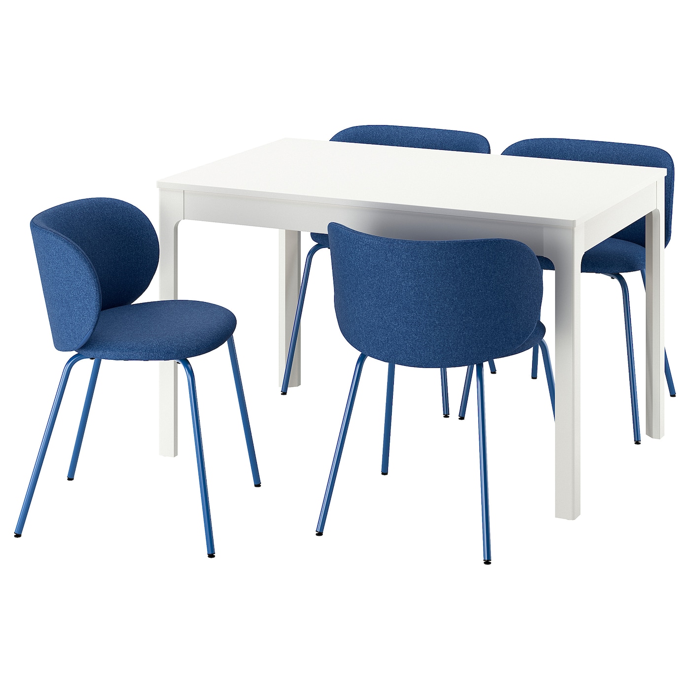 IKEA EKEDALEN / KRYLBO stół i 4 krzesła, biały/Tonerud niebieski, 120/180 cm